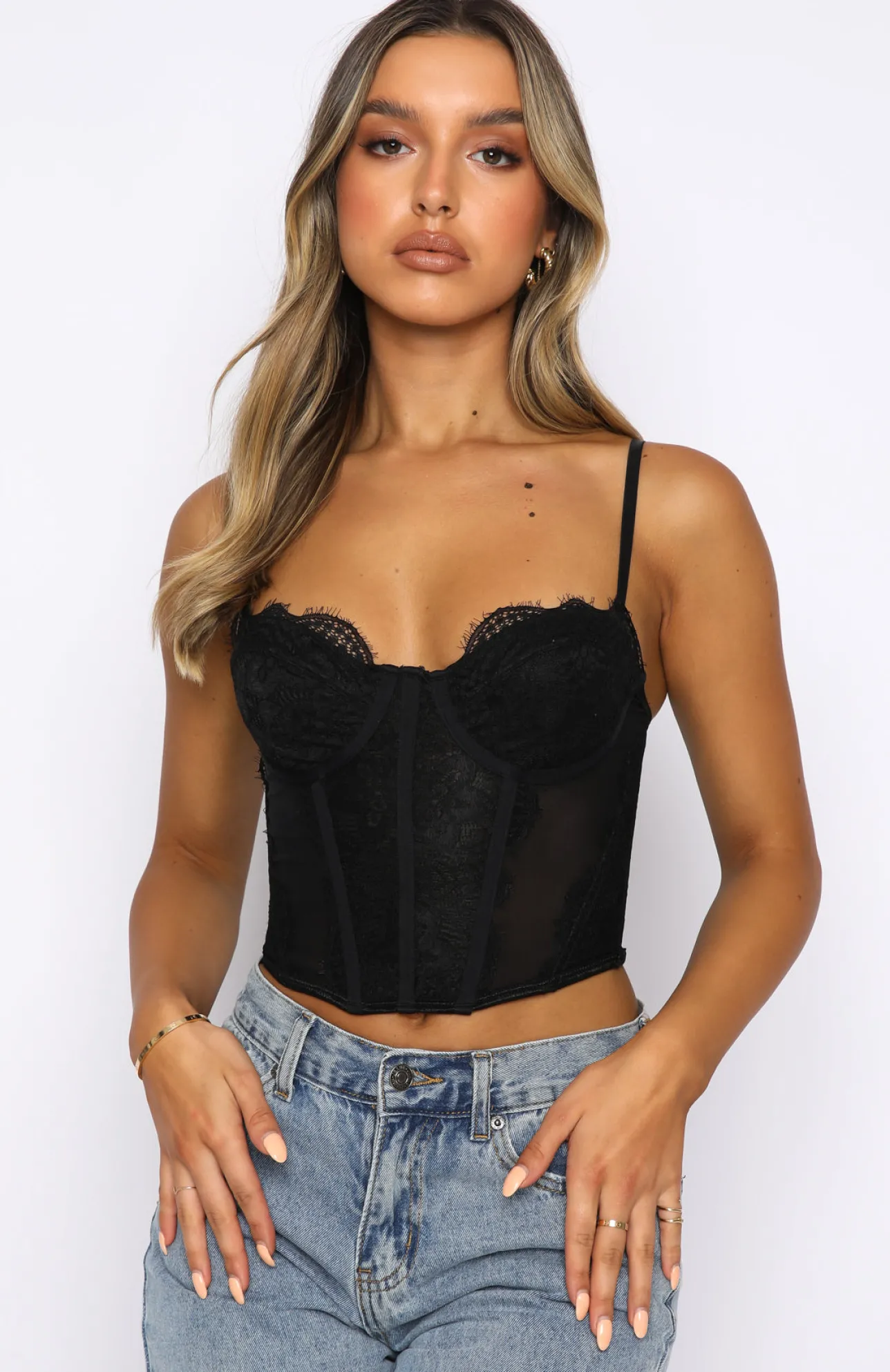 White Fox Boutique Feel The Passion Lace Bustier black Flash Sale