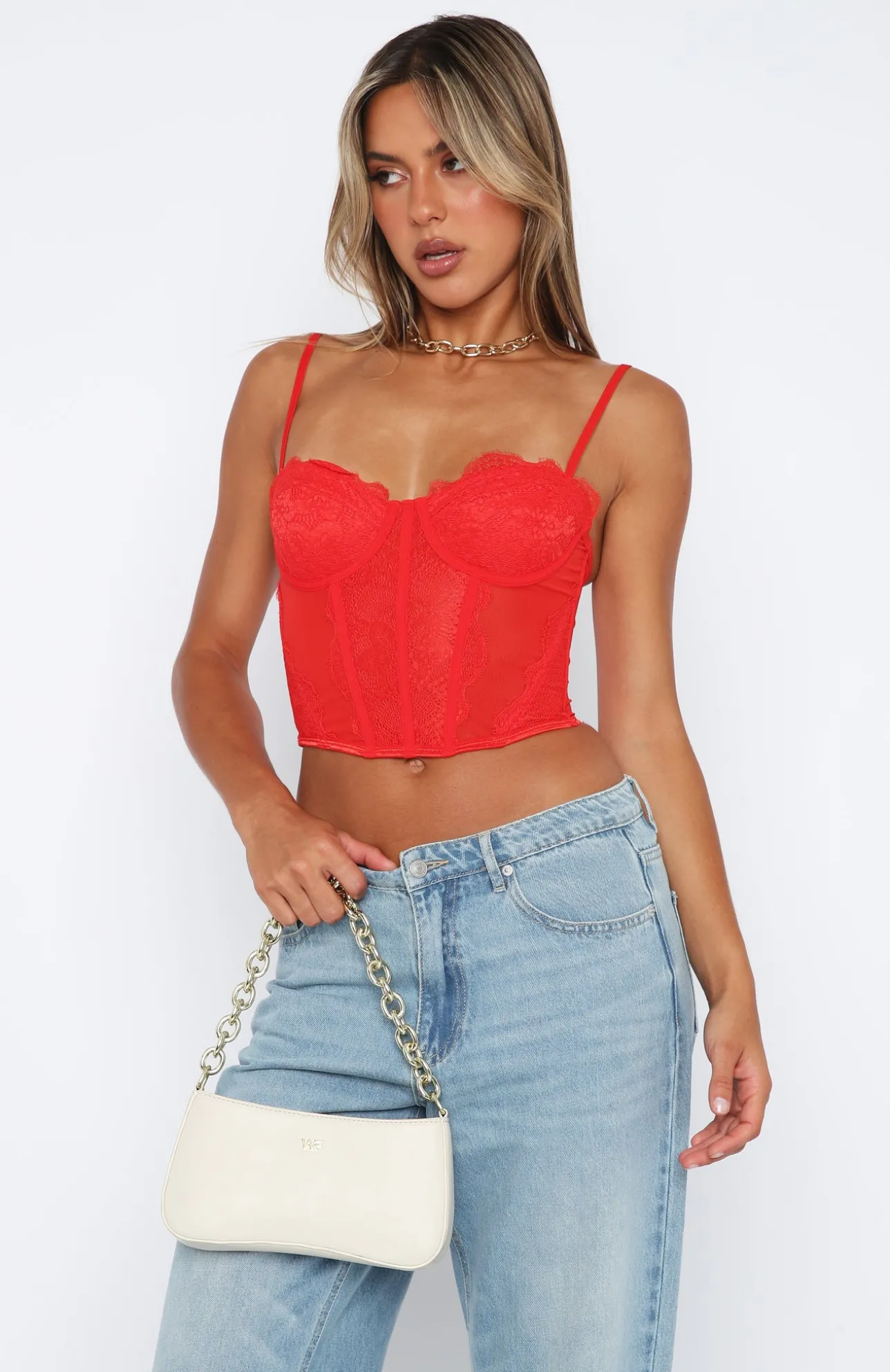 White Fox Boutique Feel The Passion Lace Bustier red Outlet