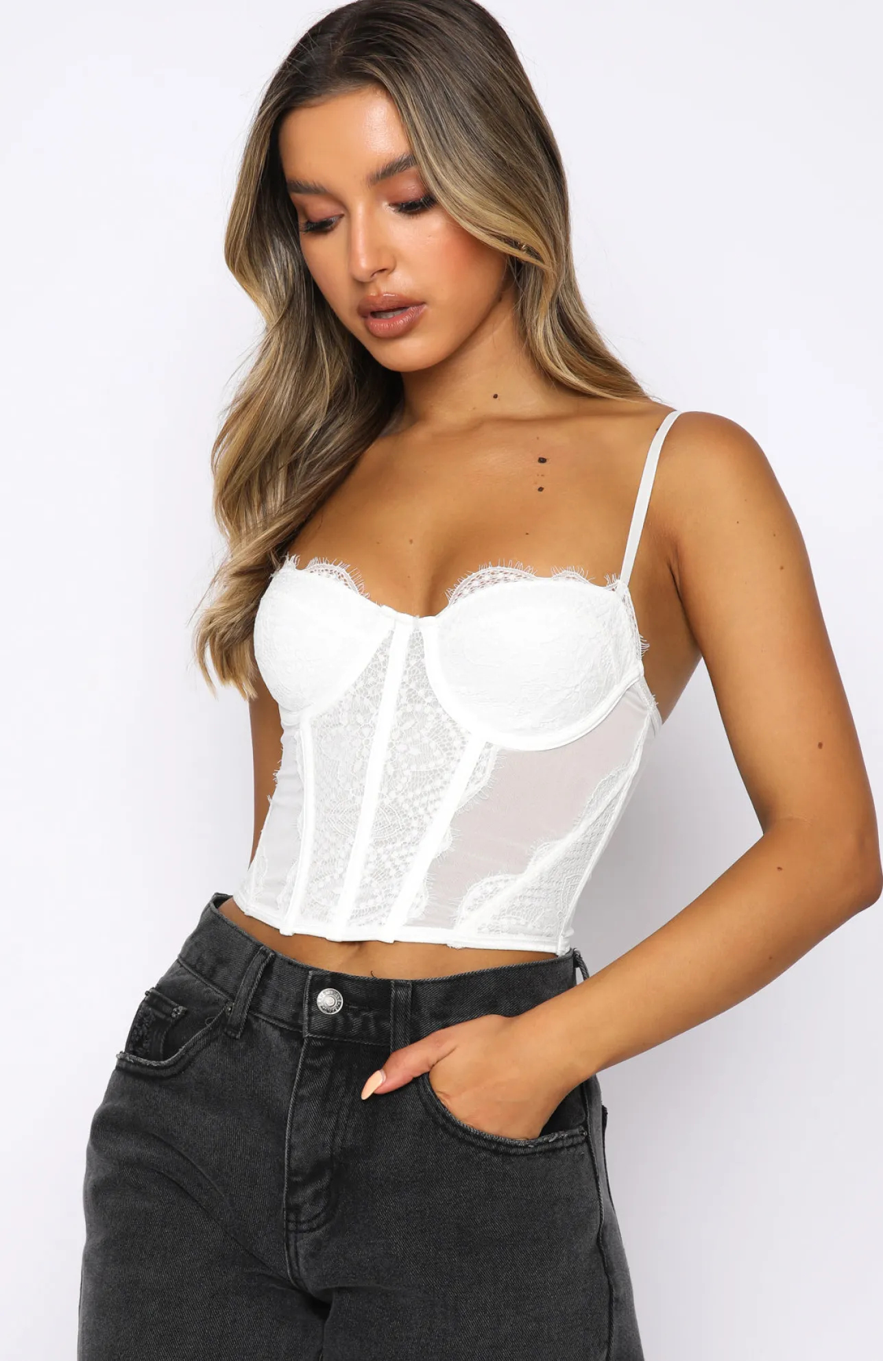 White Fox Boutique Feel The Passion Lace Bustier white Cheap