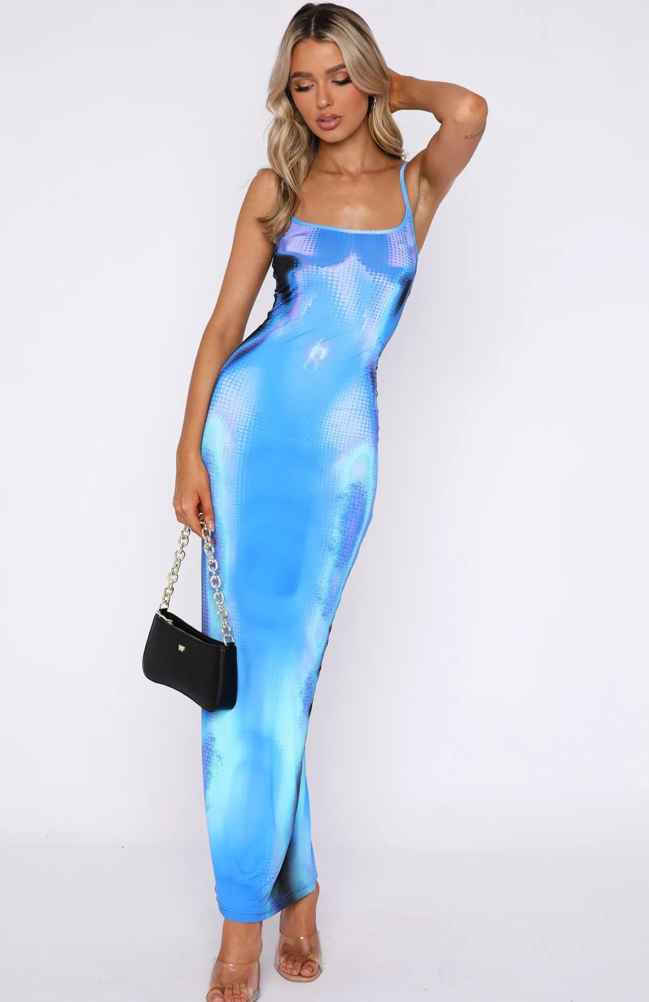 White Fox Boutique Feeling The Heat Maxi Dress Milky Way blue Sale