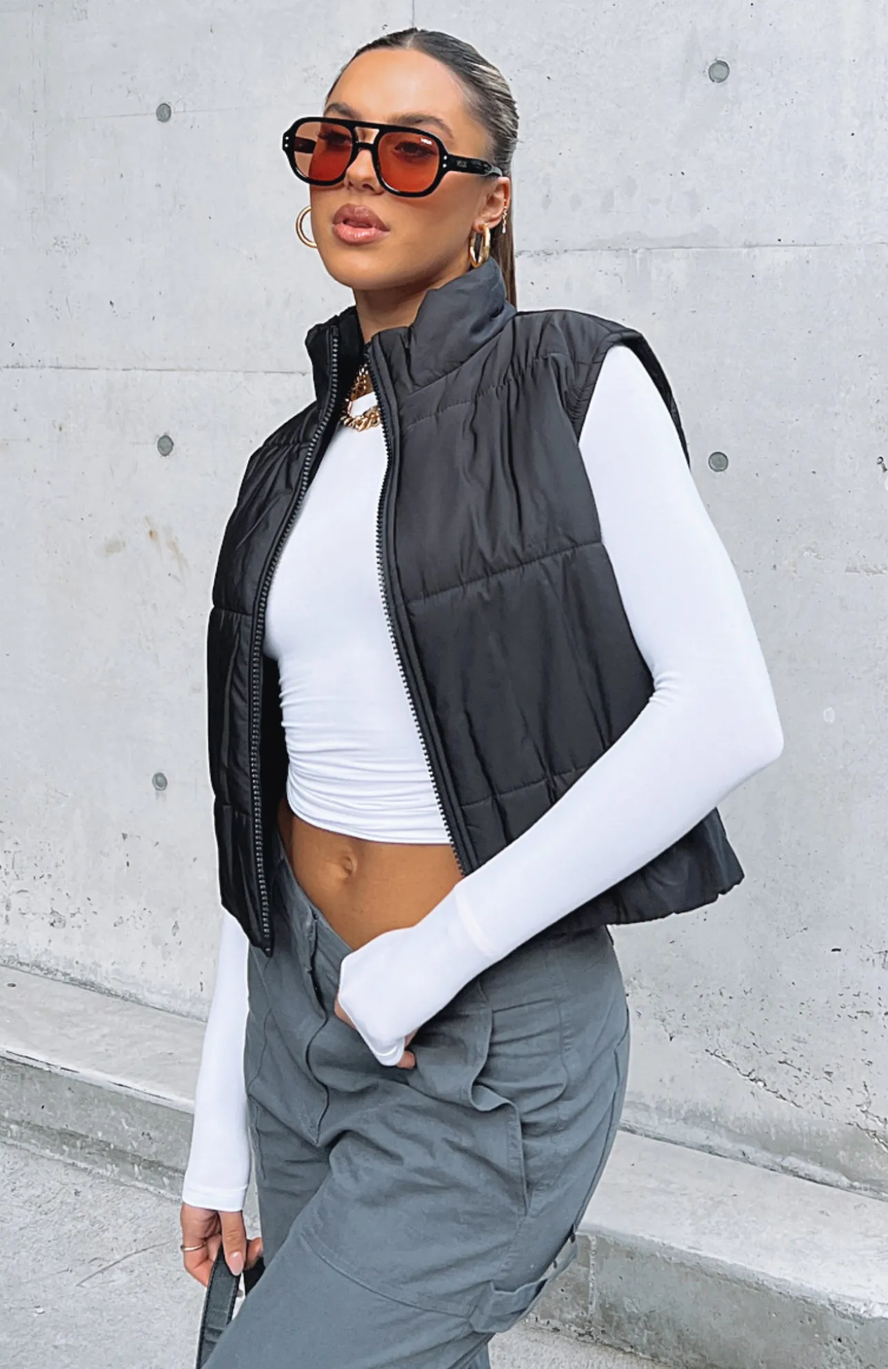 White Fox Boutique Find My Way Puffer Vest black Outlet