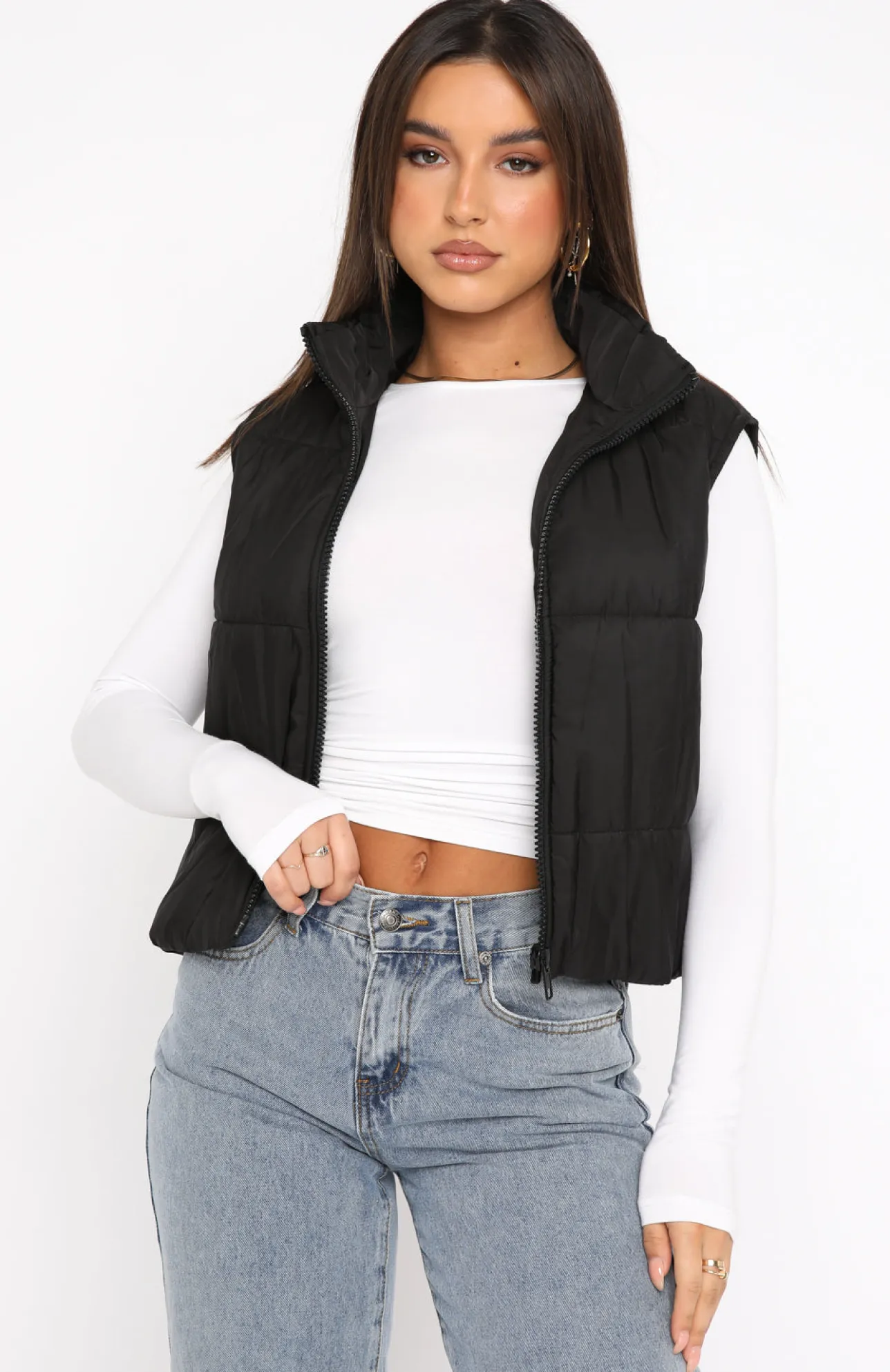 White Fox Boutique Find My Way Puffer Vest black Outlet