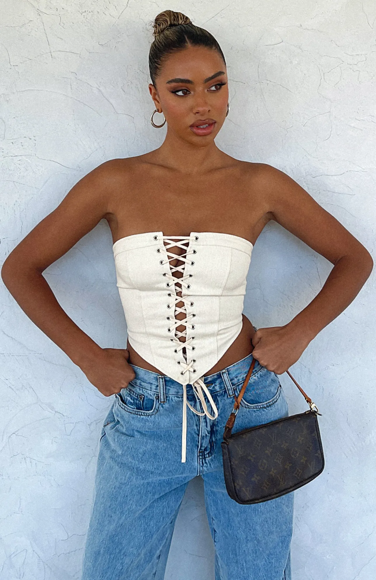 White Fox Boutique First Take Strapless Corset Beige nude Hot