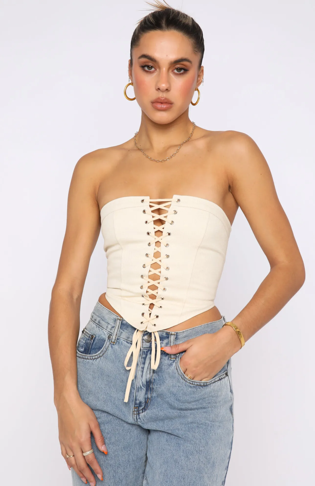White Fox Boutique First Take Strapless Corset Beige nude Hot