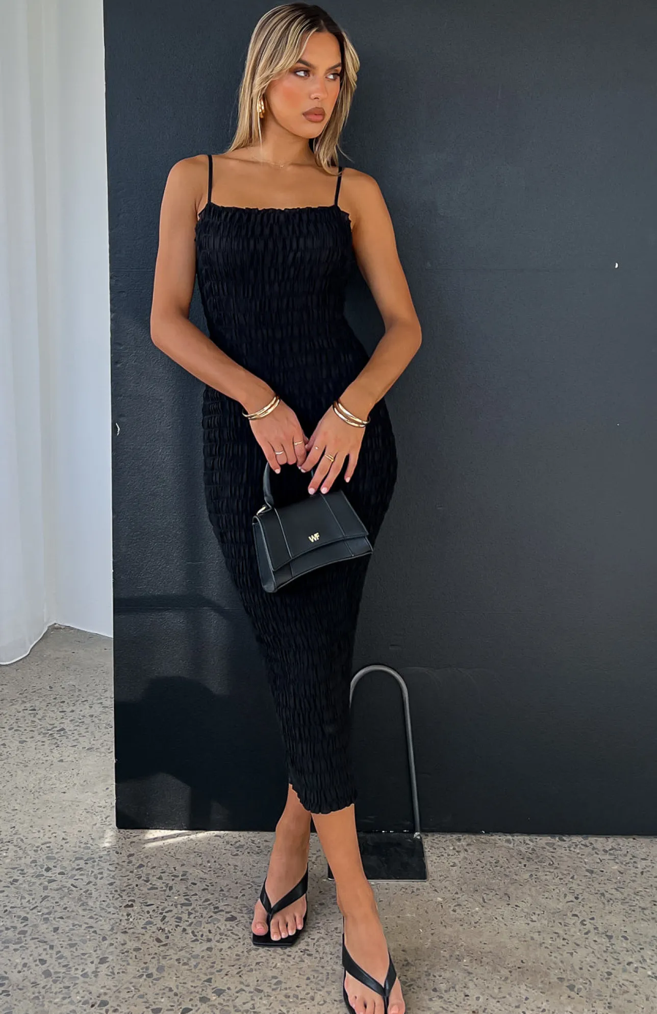White Fox Boutique Flirty Feeling Midi Dress black Store
