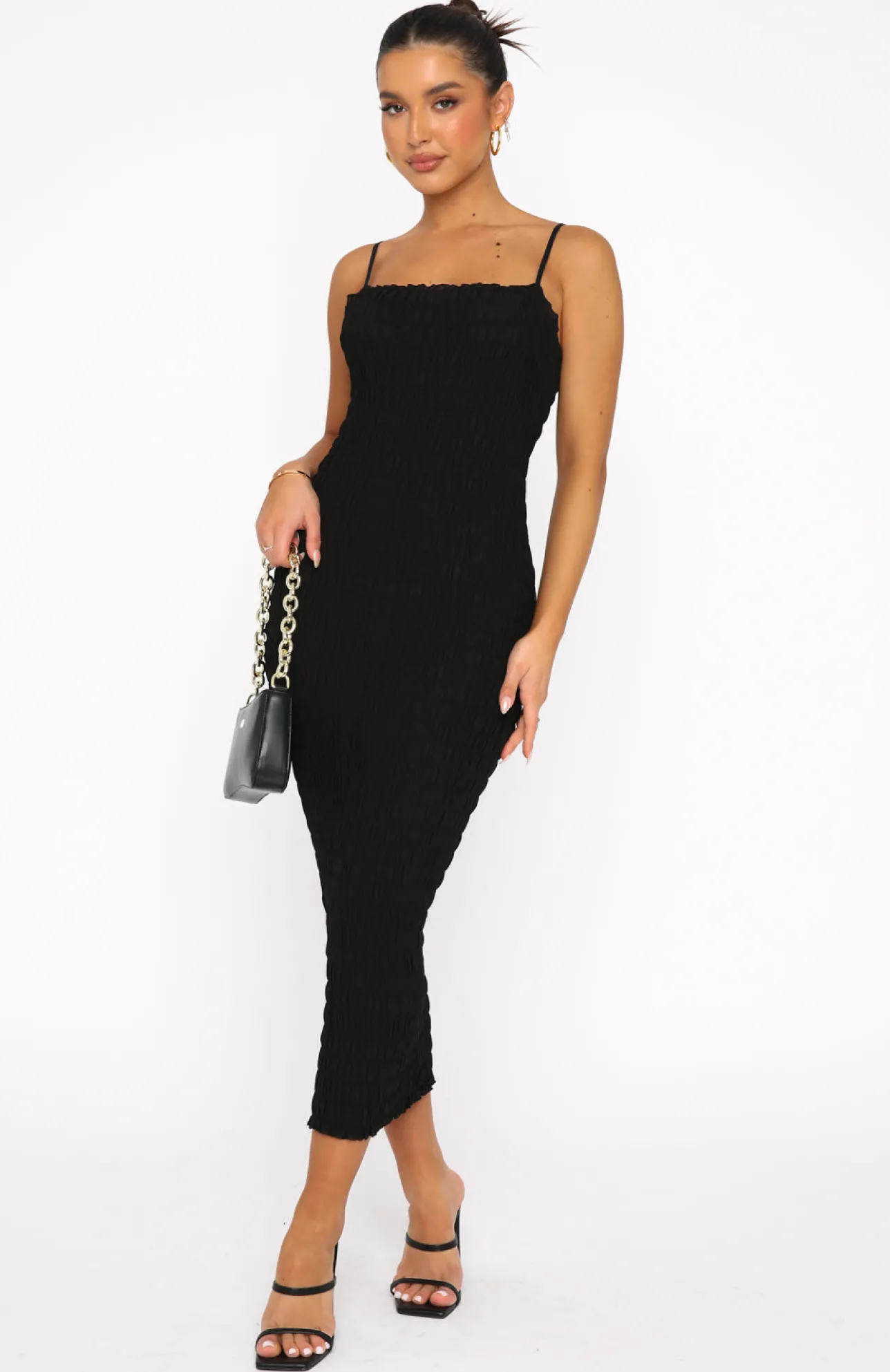 White Fox Boutique Flirty Feeling Midi Dress black Store