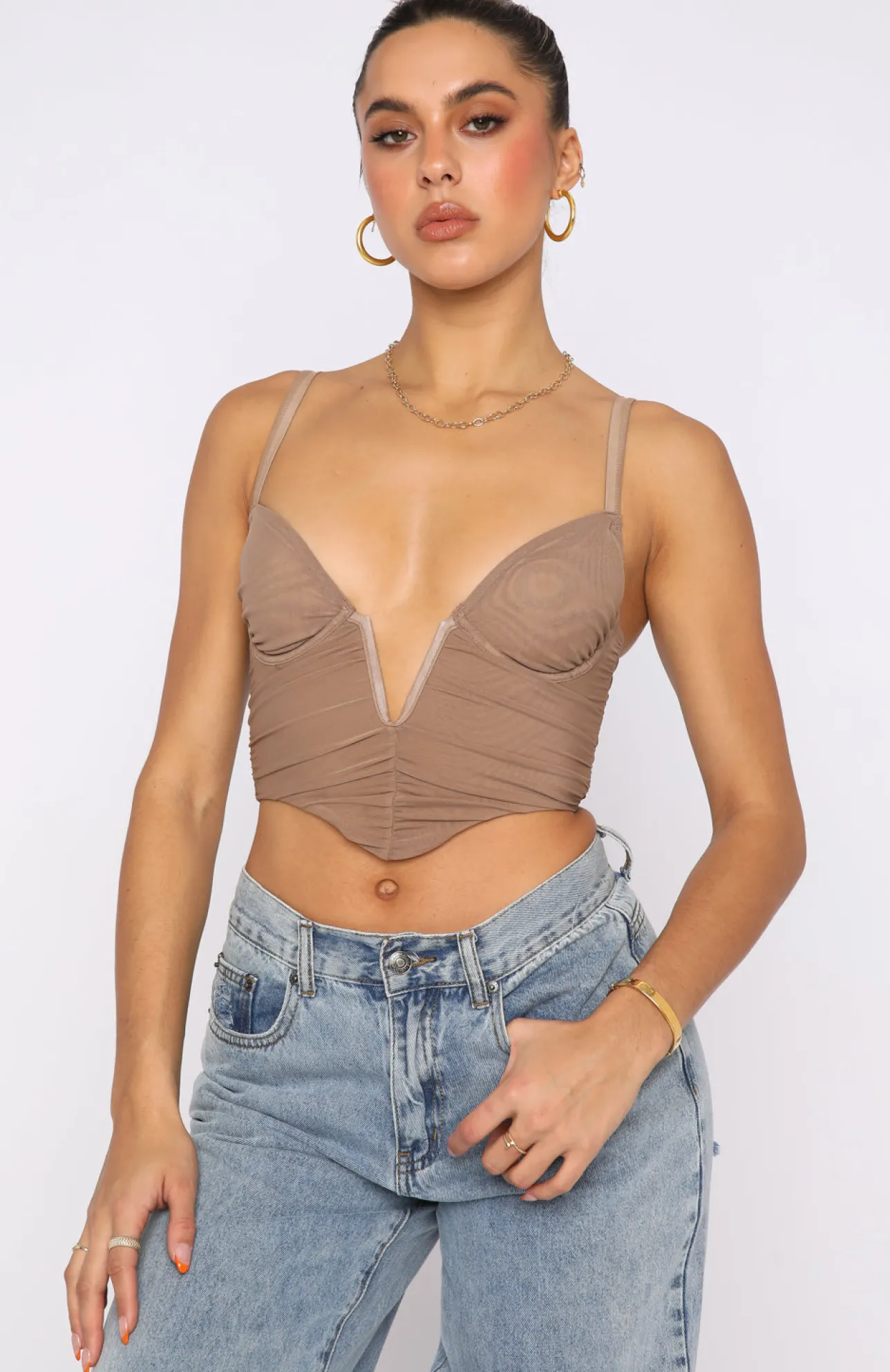 White Fox Boutique Forget It Bustier Dark nude Flash Sale
