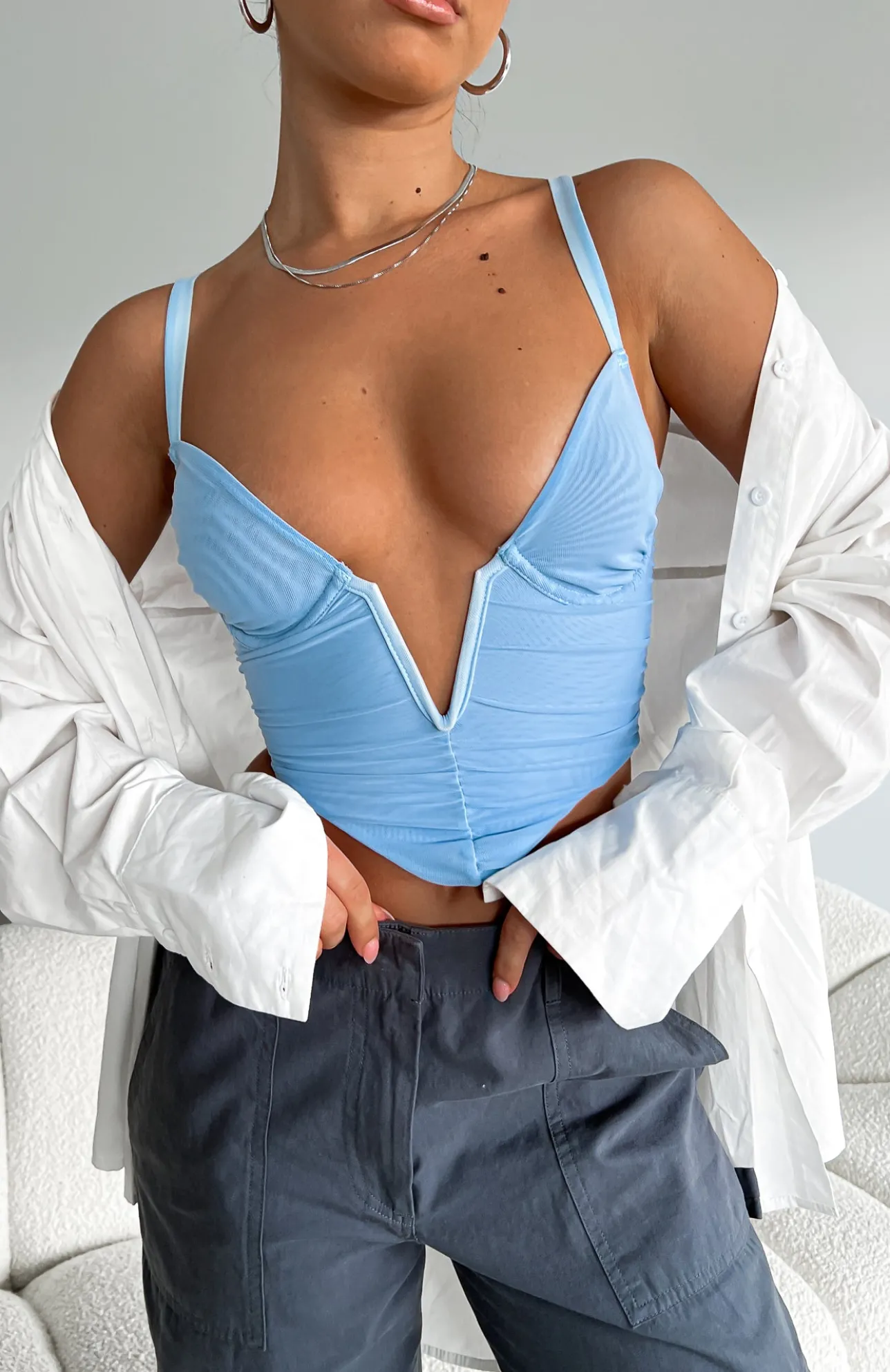 White Fox Boutique Forget It Bustier Dusty blue Online