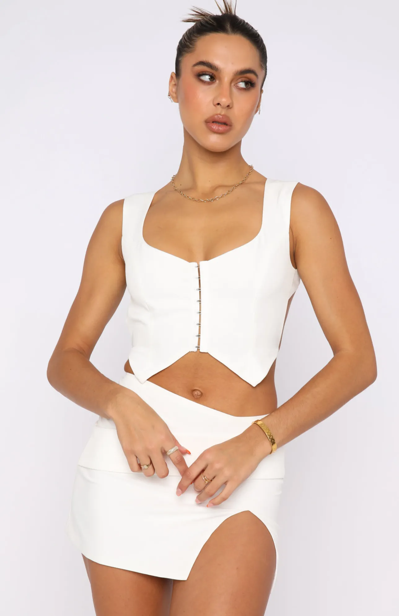 White Fox Boutique Get On With It Crop white Discount