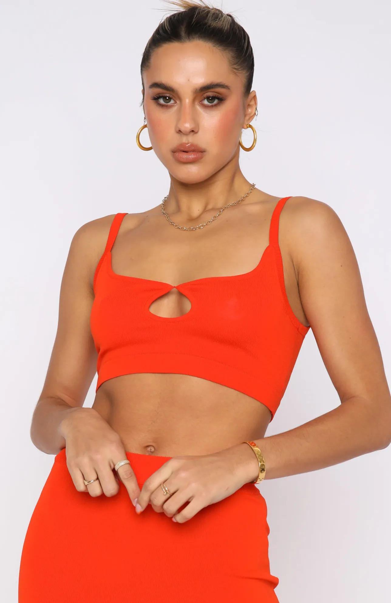 White Fox Boutique Get The Feeling Crop orange Hot