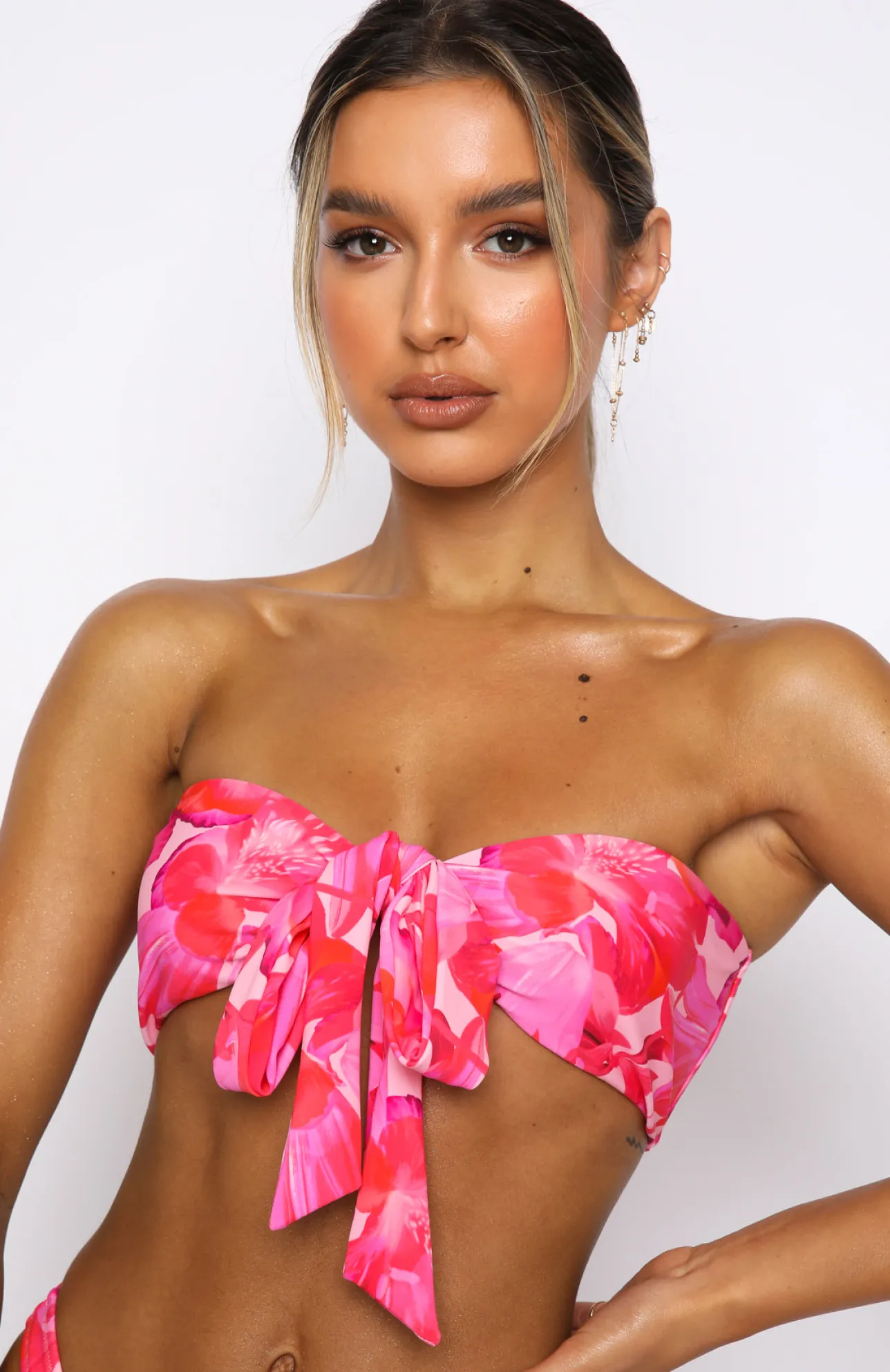 White Fox Boutique Girls Trip Bikini Top Rose Et Rouge Print pink Shop