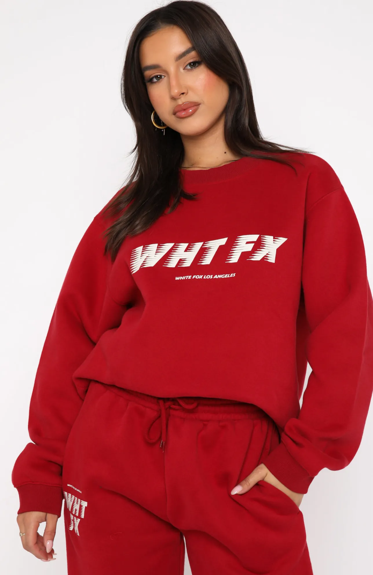 White Fox Boutique Give It All Sweater Dark red Sale
