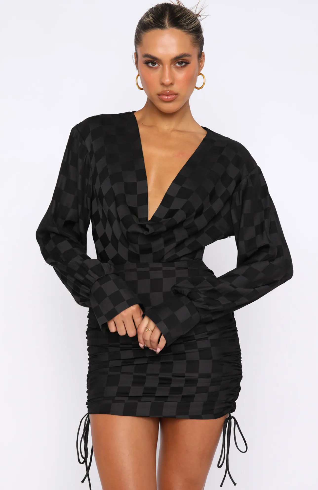 White Fox Boutique Give Me Everything Mini Dress Check black Hot