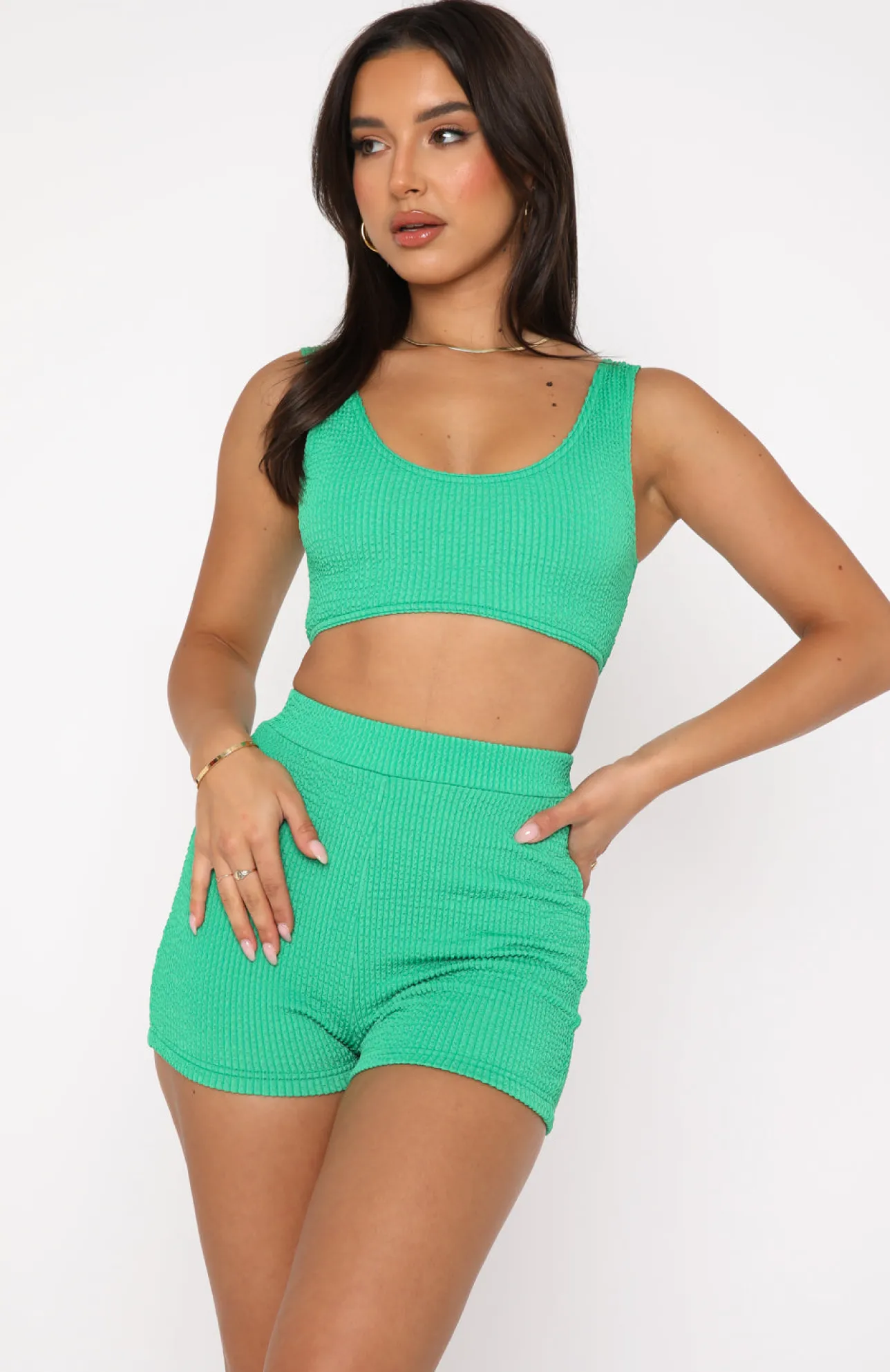 White Fox Boutique Give Me Good Vibes Crop green Fashion
