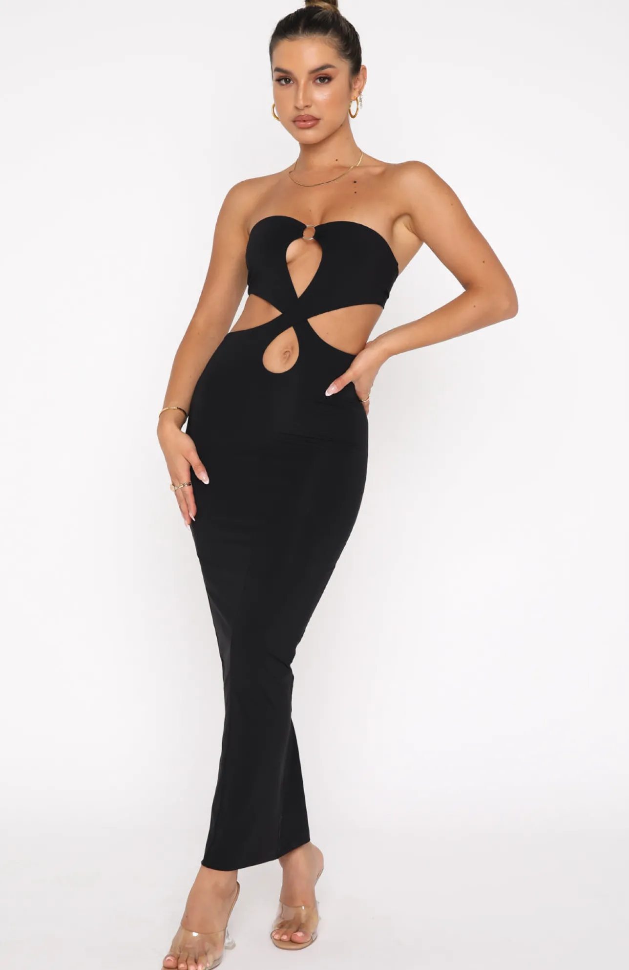 White Fox Boutique Give Me Space Maxi Dress black Clearance