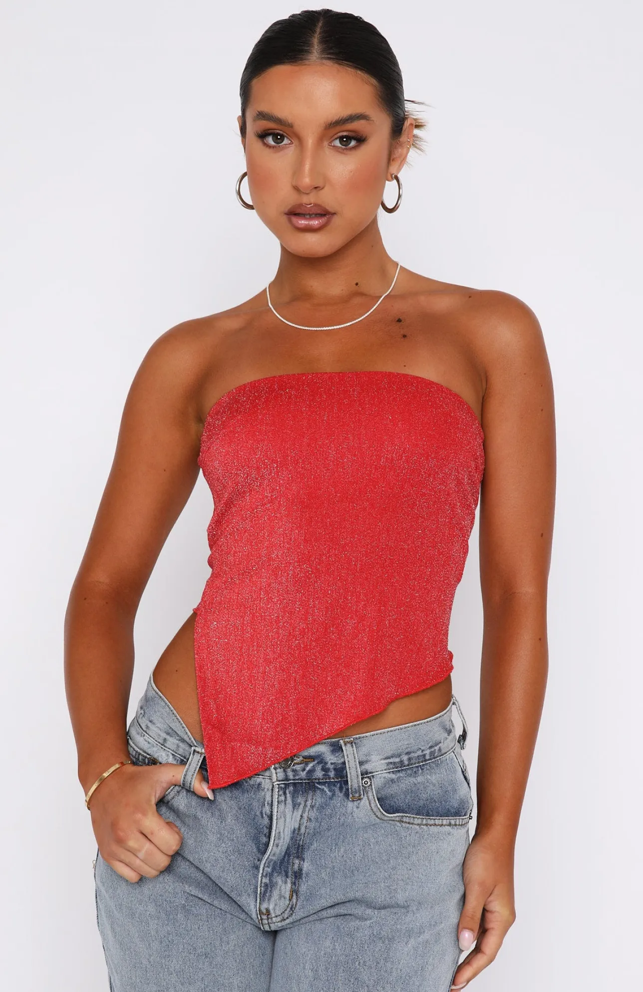 White Fox Boutique Glamorous Girl Strapless Top red Shop