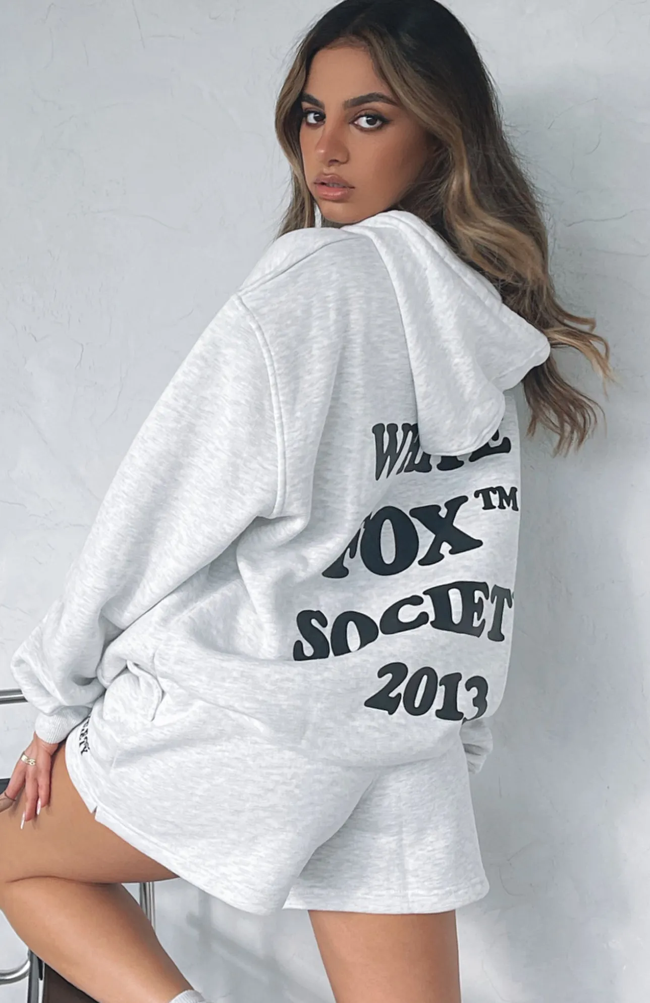 White Fox Boutique Go Bold Hoodie Marle grey Best