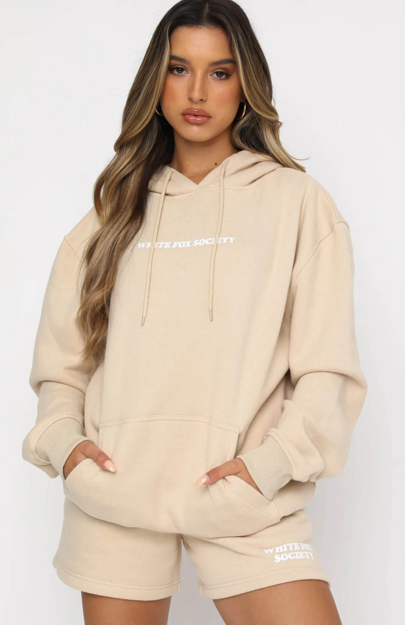 White Fox Boutique Go Bold Hoodie Sand nude Cheap