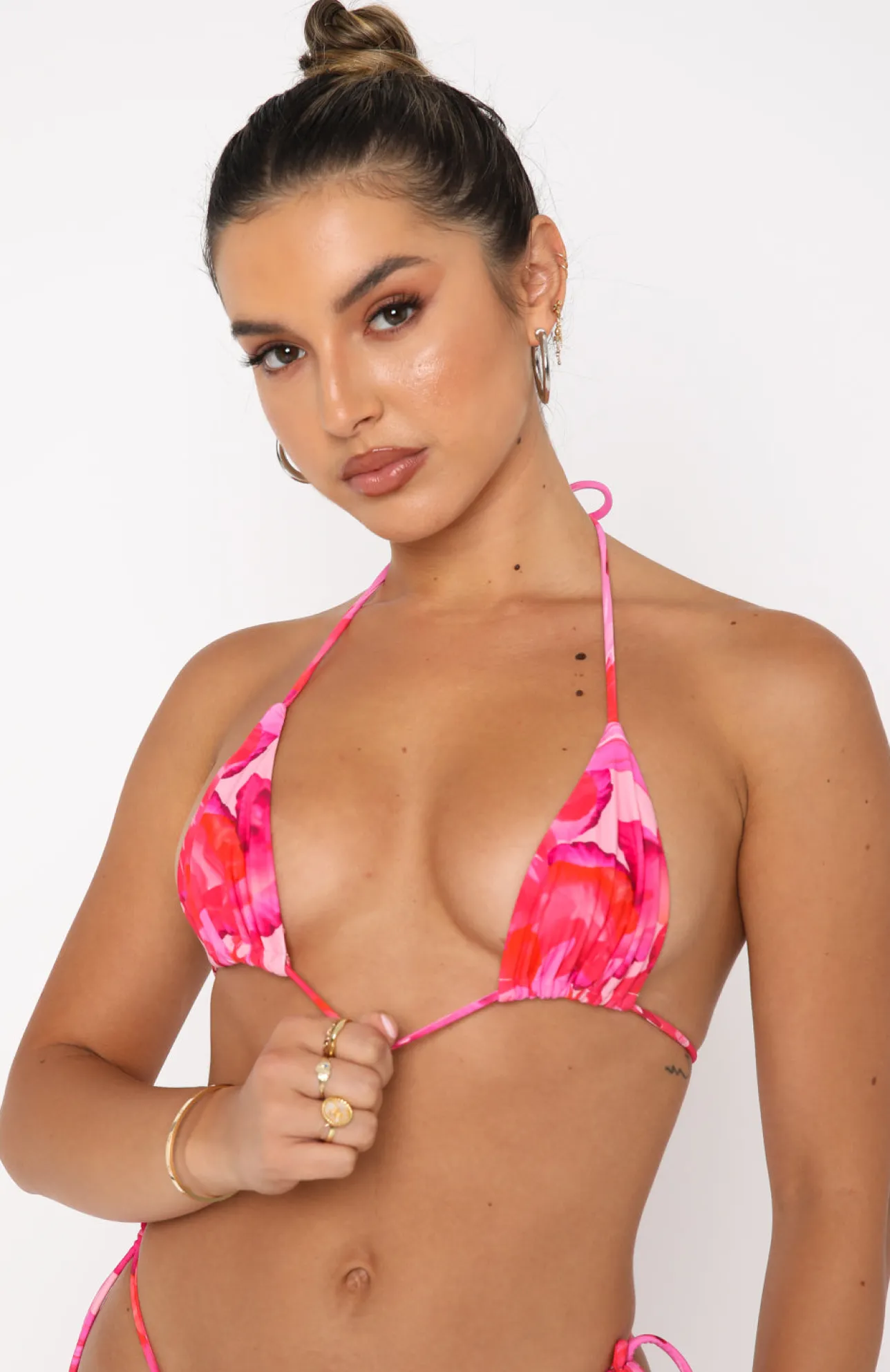 White Fox Boutique Golden Hour Bikini Top Rose Et Rouge Print pink Sale