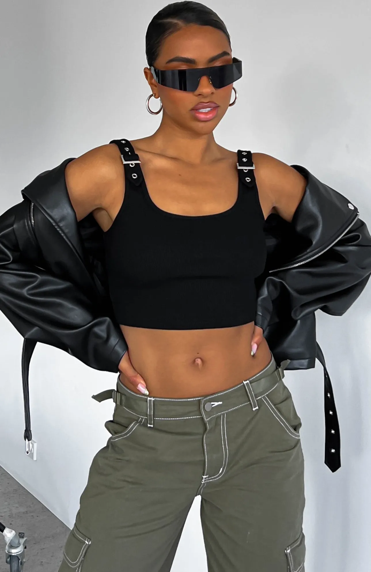 White Fox Boutique Good Choices Ribbed Crop black Cheap