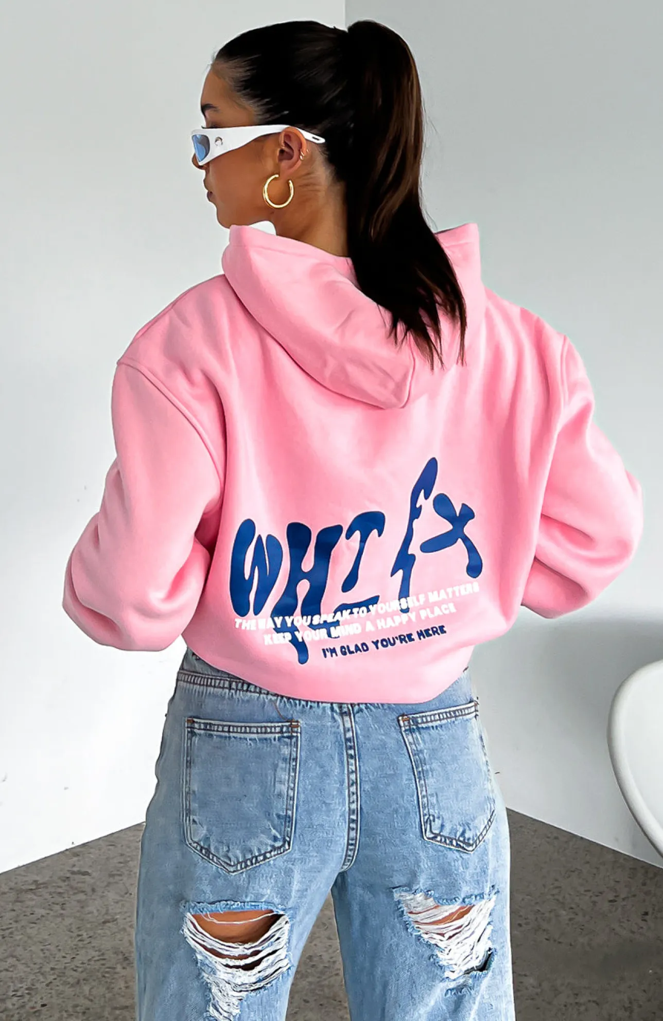 White Fox Boutique Happy Place Hoodie pink Cheap