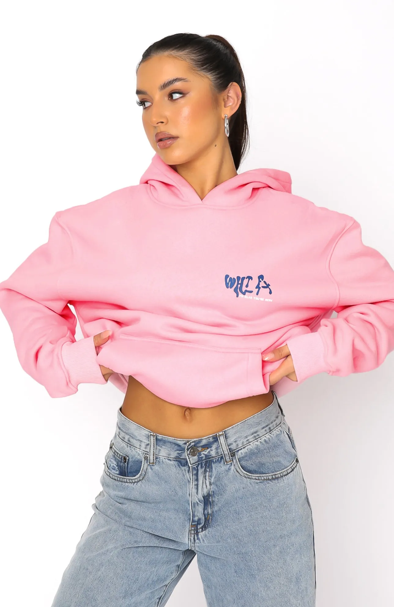 White Fox Boutique Happy Place Hoodie pink Cheap