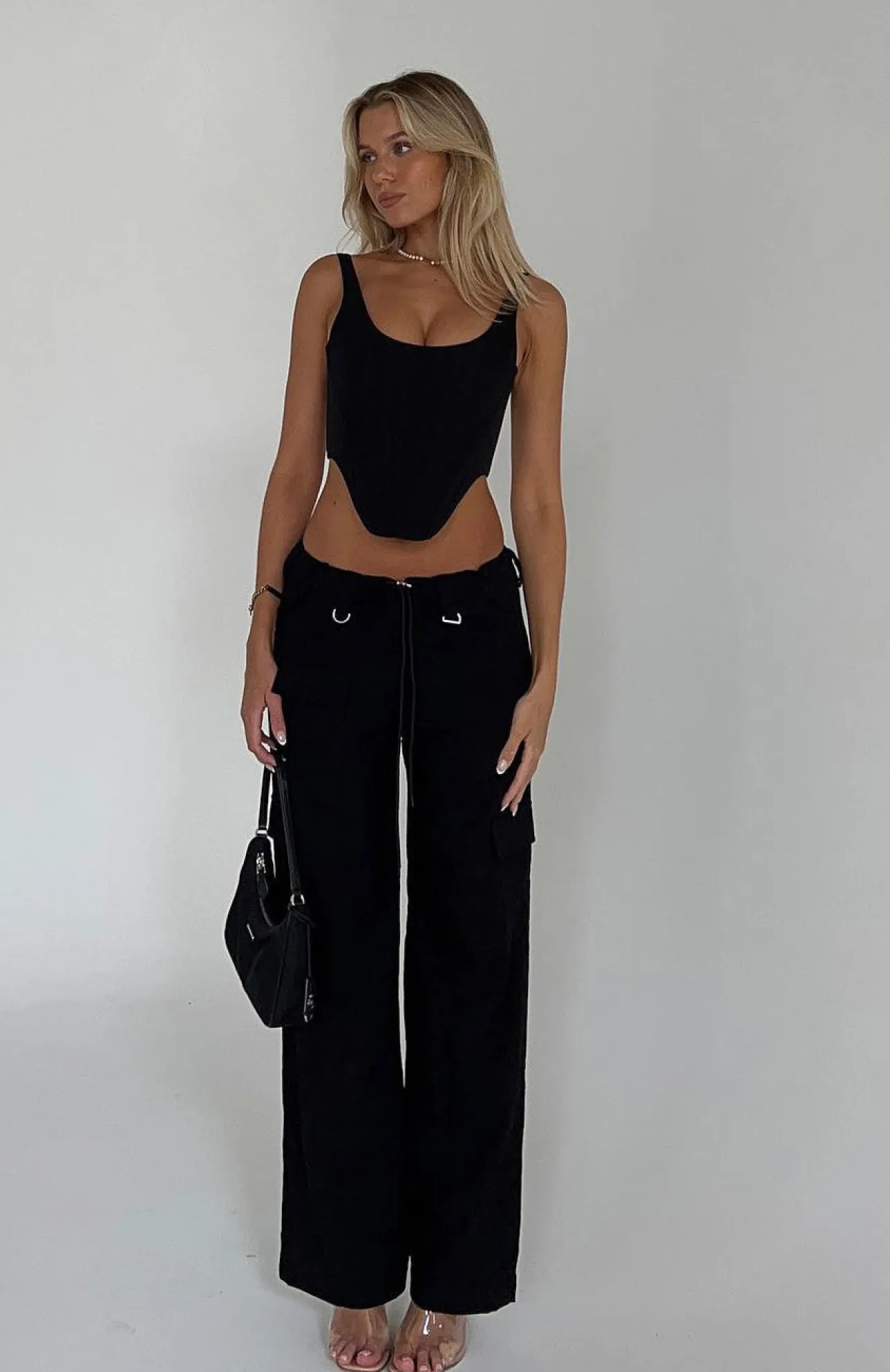 White Fox Boutique Headsprung Cargo Pants black Outlet