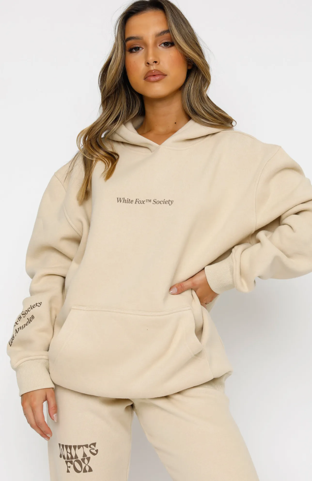 White Fox Boutique Heartbreak Hotel Hoodie Sand nude Store