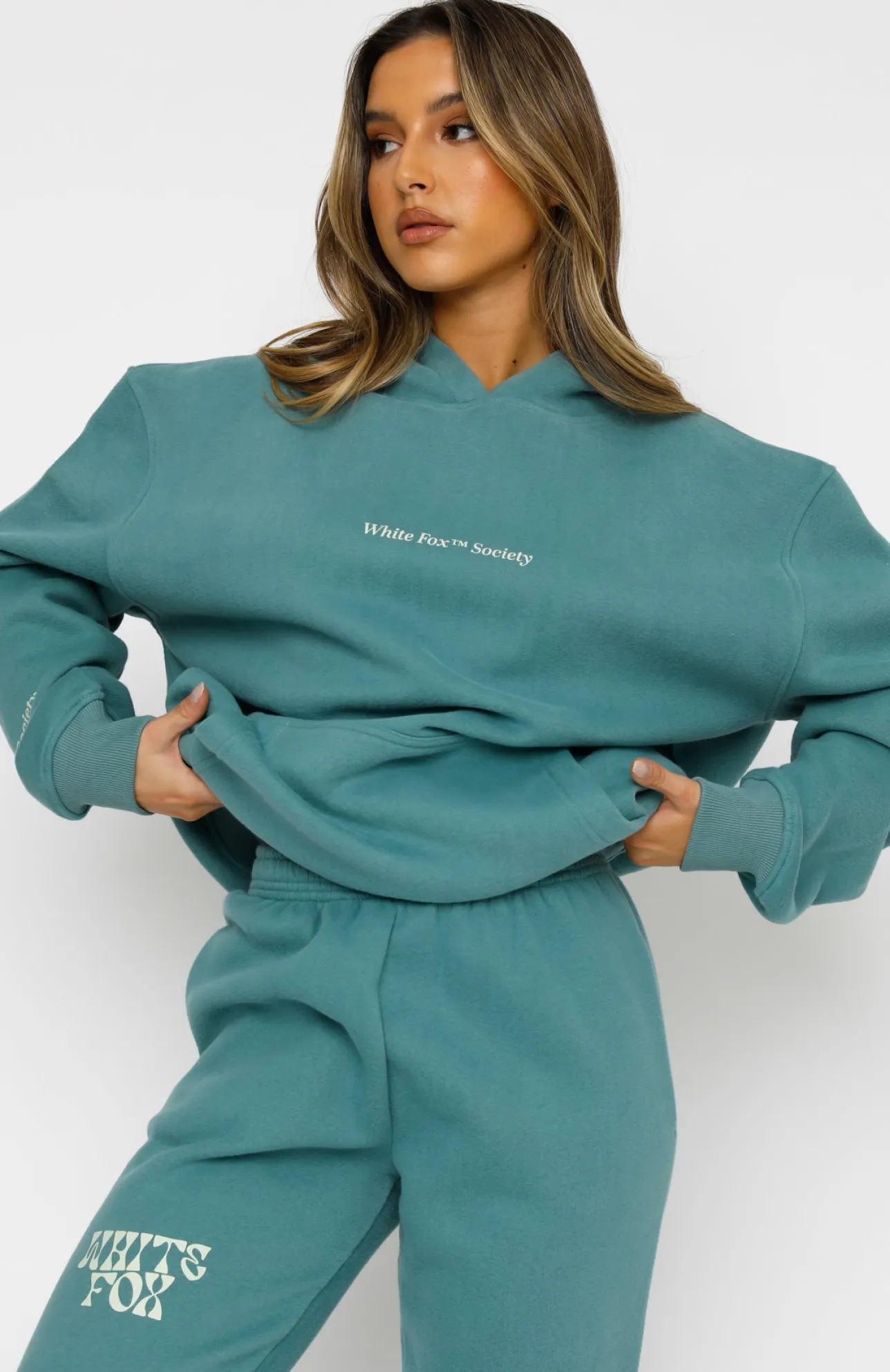 White Fox Boutique Heartbreak Hotel Hoodie Teal green Sale