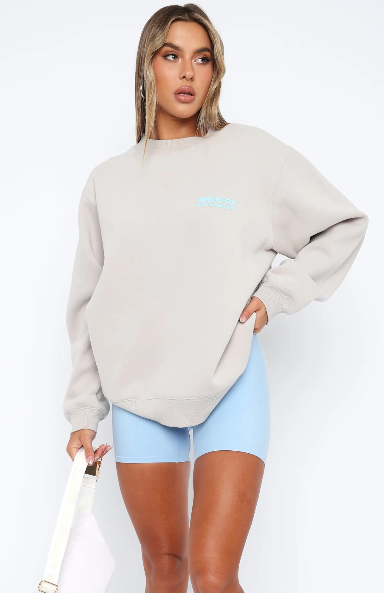 White Fox Boutique Heartbreak Oversized Sweater Lunar grey Online