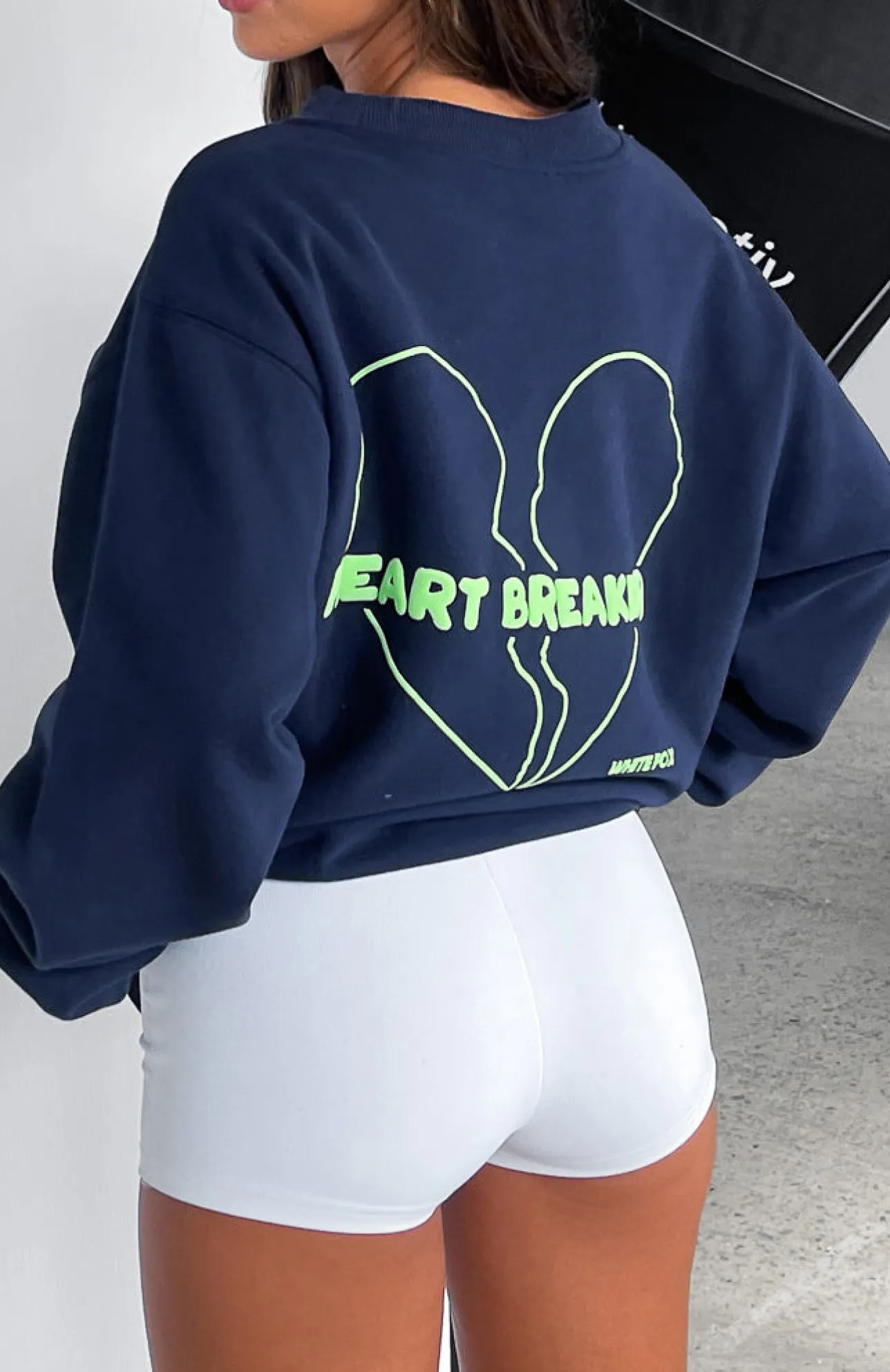 White Fox Boutique Heartbreak Oversized Sweater Navy blue Shop