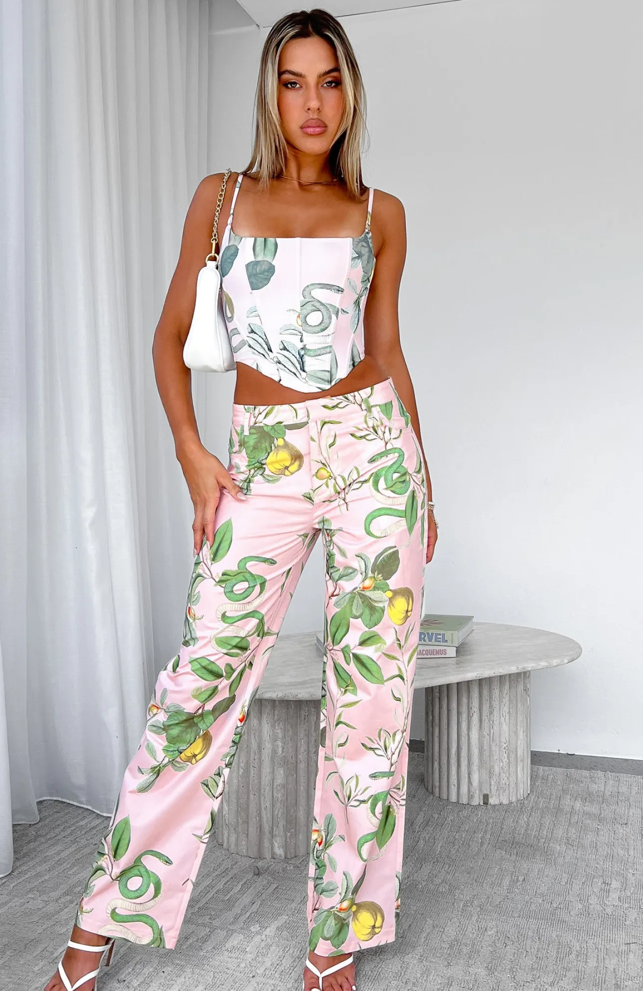 White Fox Boutique Here To Stay Pants Serpent pink Sale