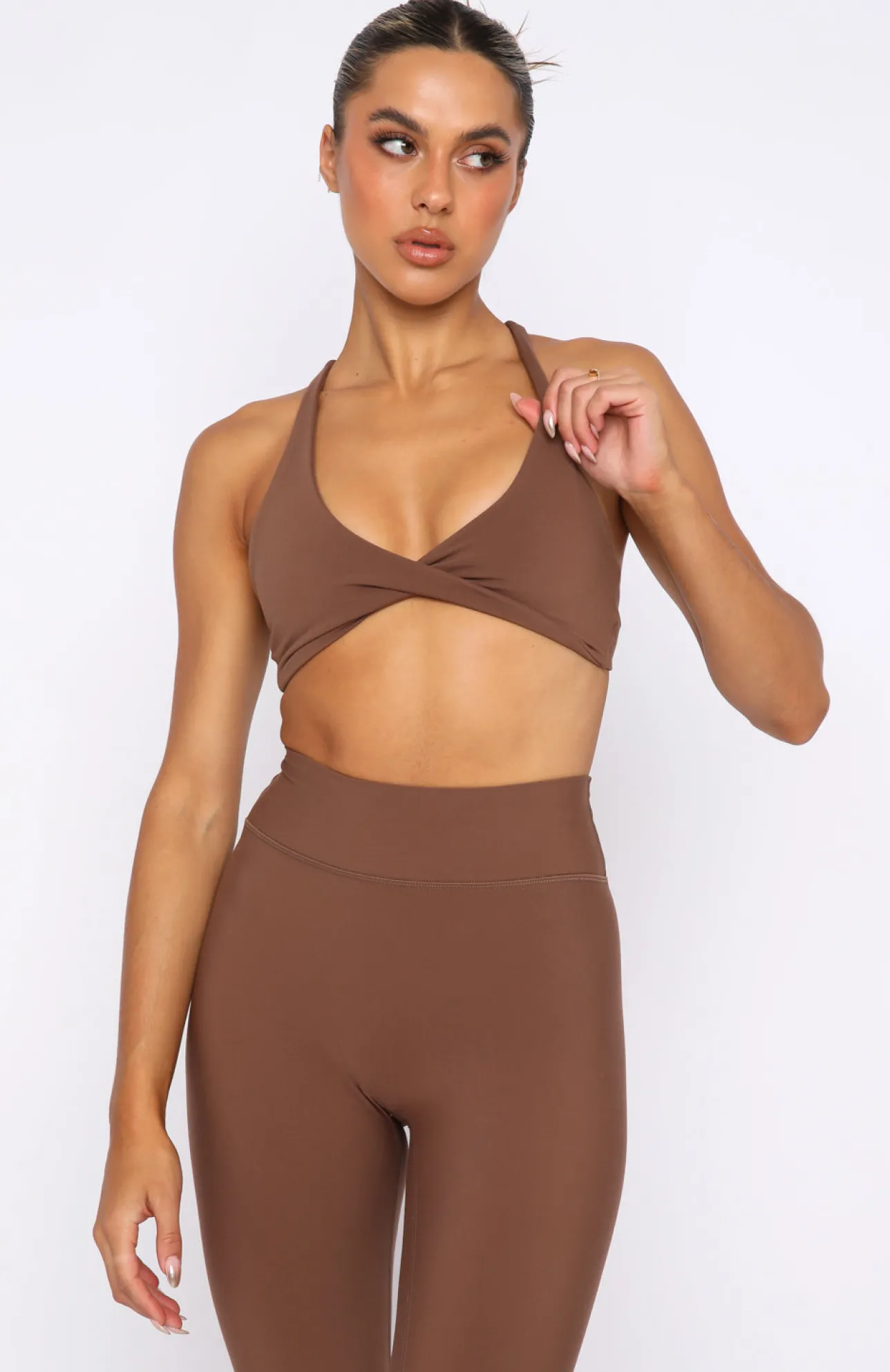 White Fox Boutique High Definition Sports Bra Chocolate brown Best Sale
