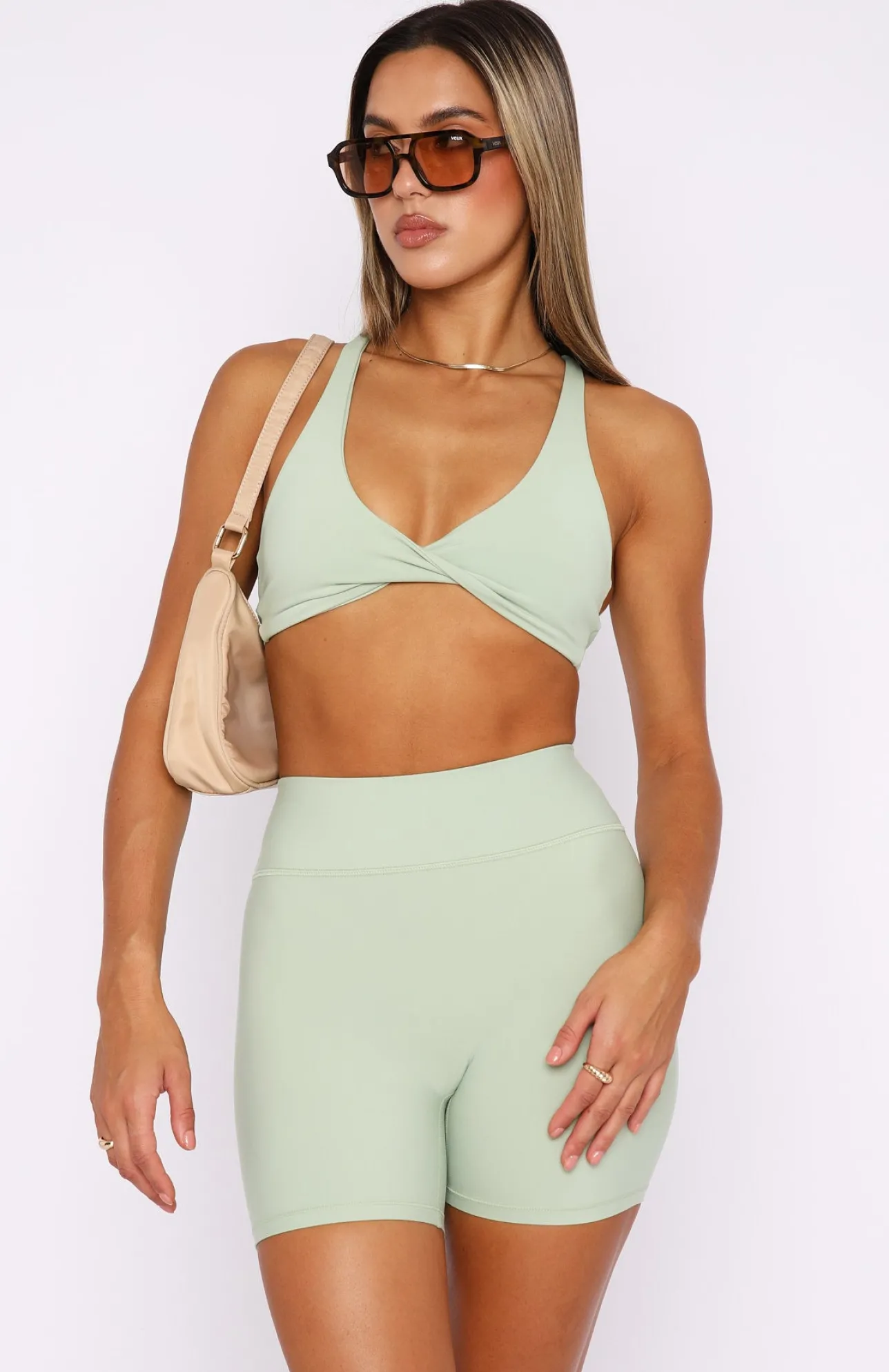 White Fox Boutique High Definition Sports Bra Sage green Flash Sale