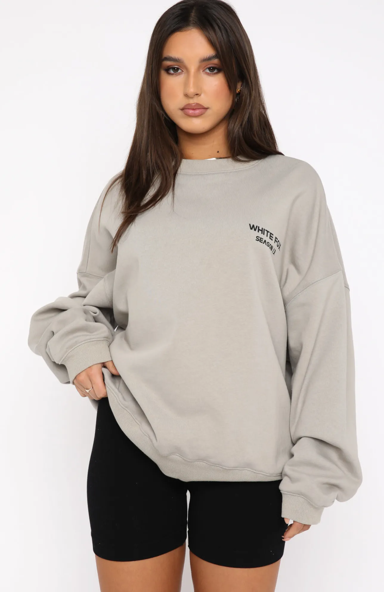 White Fox Boutique High Status Sweater Mushroom grey Discount