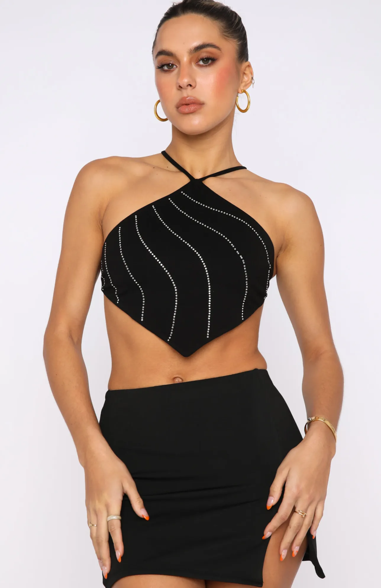 White Fox Boutique High Temptation Crop black Fashion