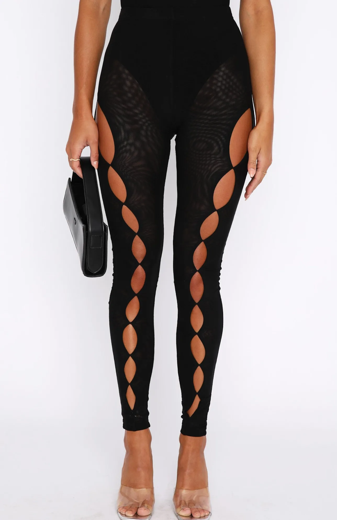 White Fox Boutique Hollywood Moment Mesh Leggings black Online