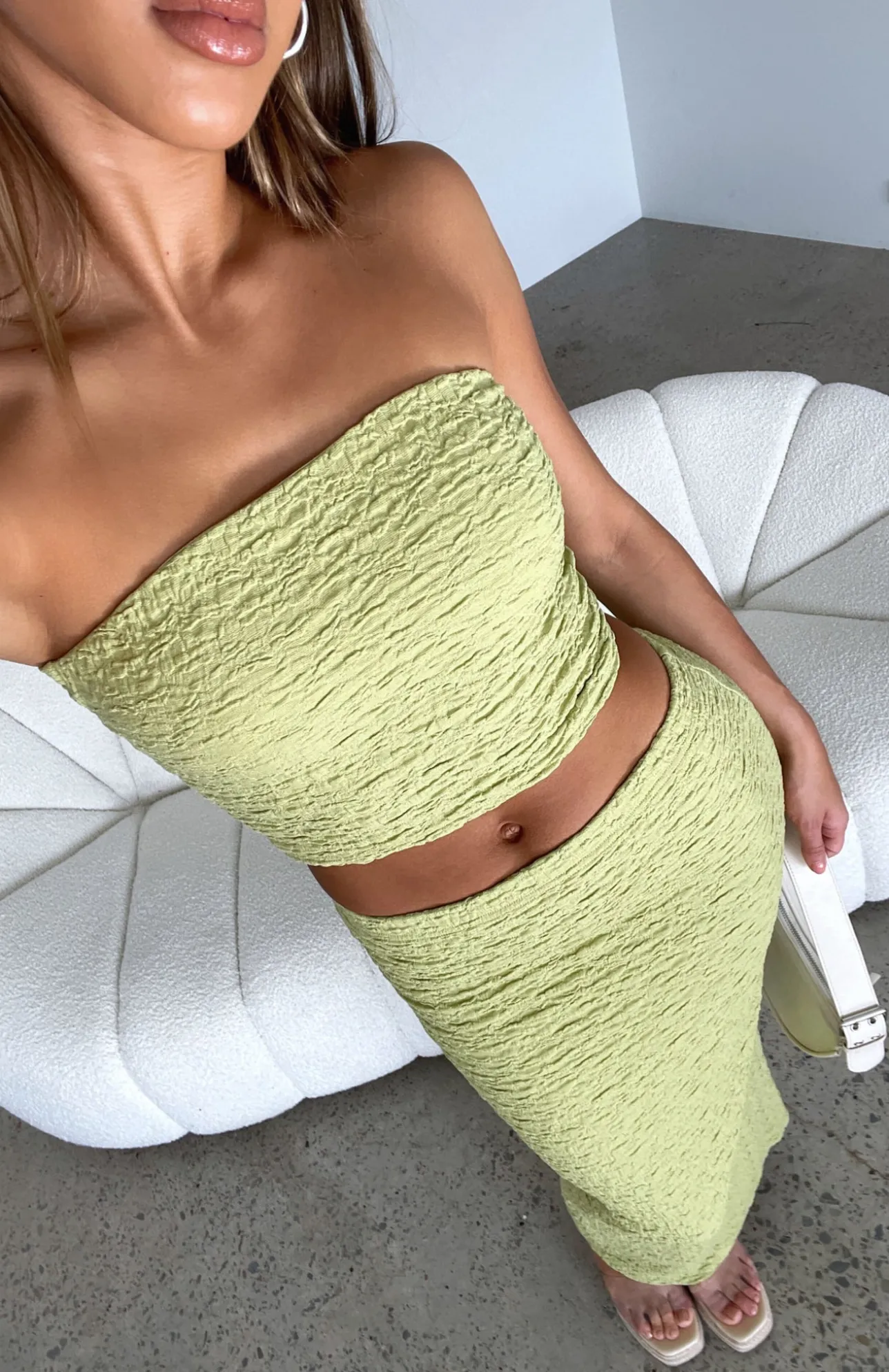 White Fox Boutique Home Run Maxi Skirt Matcha green Hot