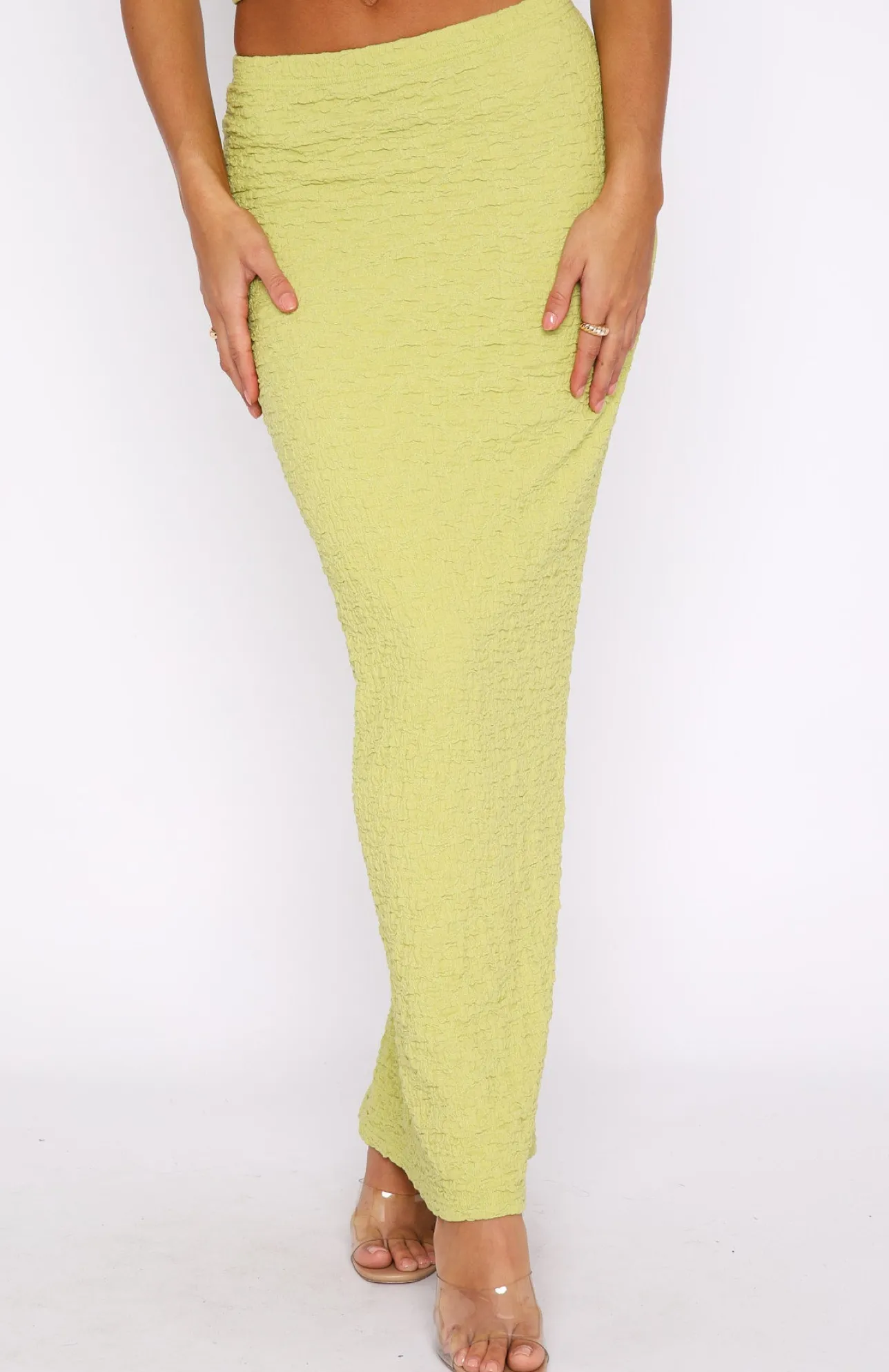 White Fox Boutique Home Run Maxi Skirt Matcha green Hot