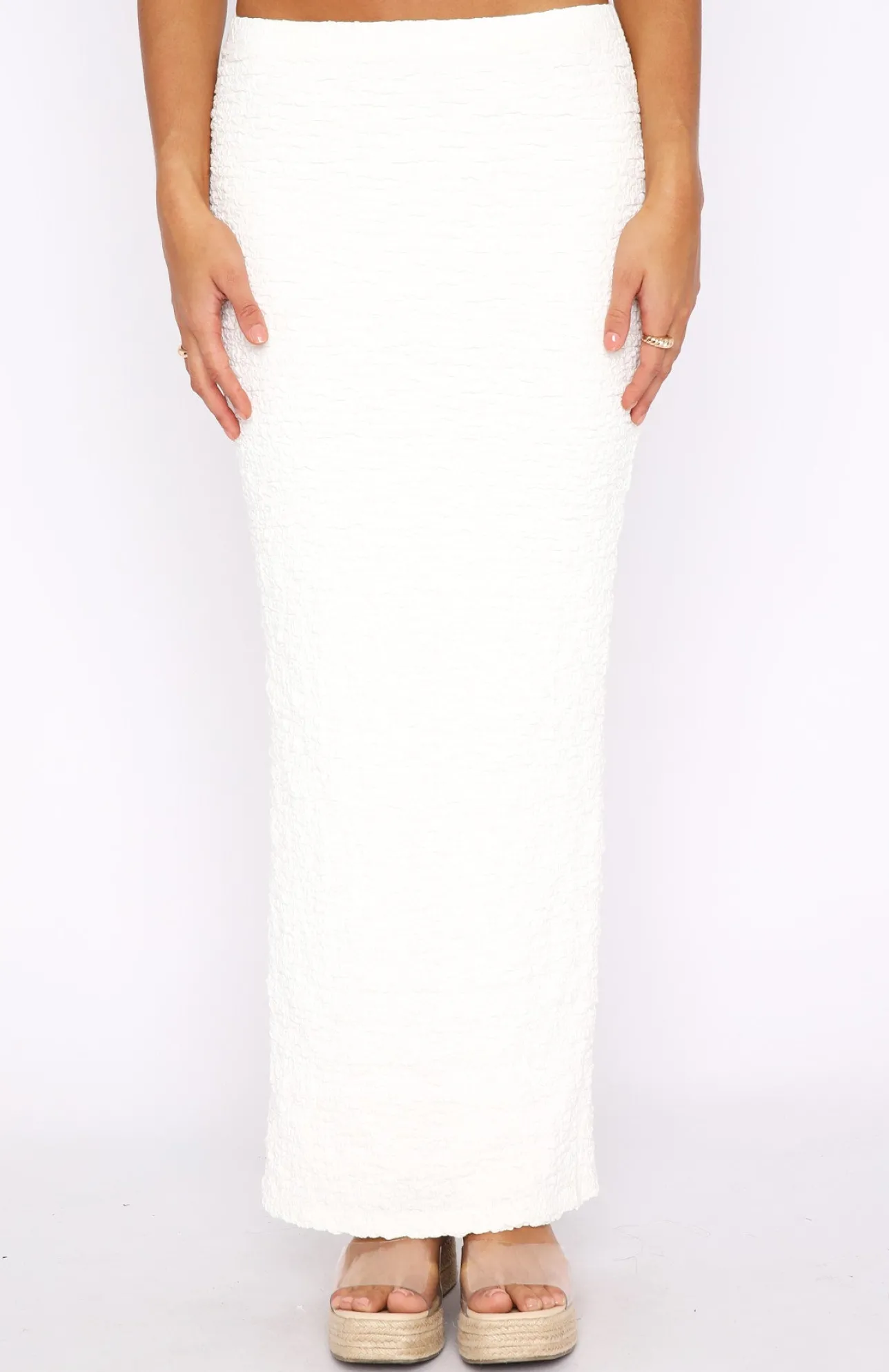 White Fox Boutique Home Run Maxi Skirt Off white Cheap