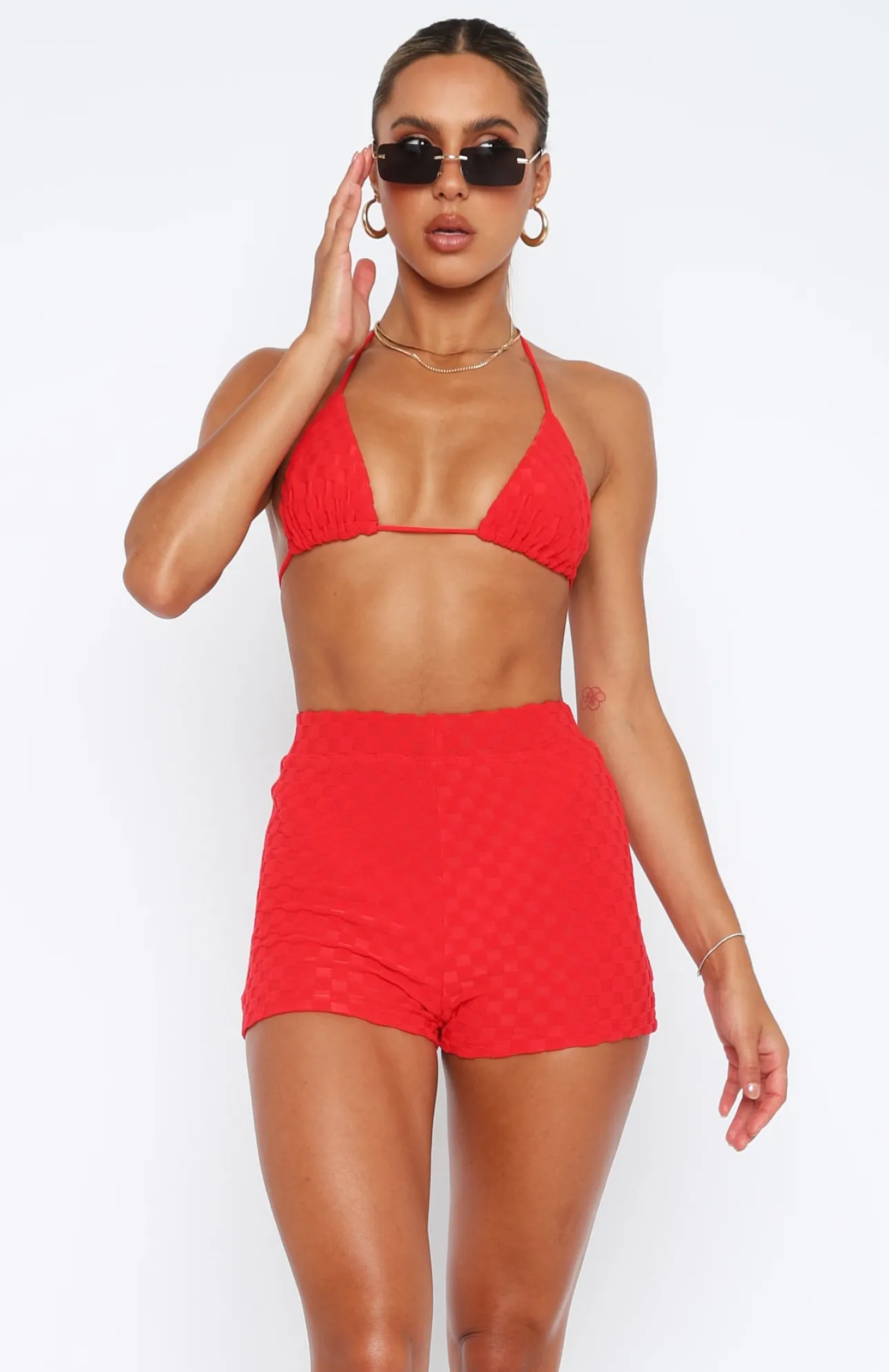 White Fox Boutique Hot Like Fire Booty Shorts Terry red Discount