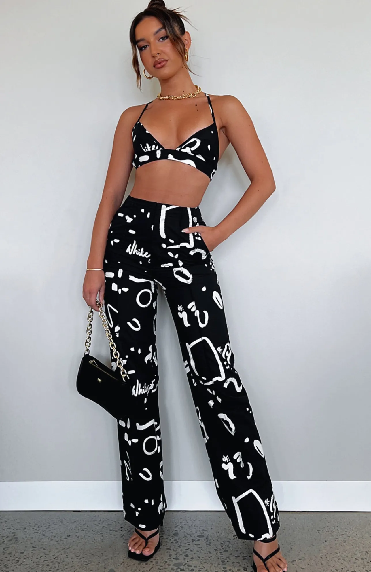 White Fox Boutique If Only You Knew Pants Scribble black Fashion