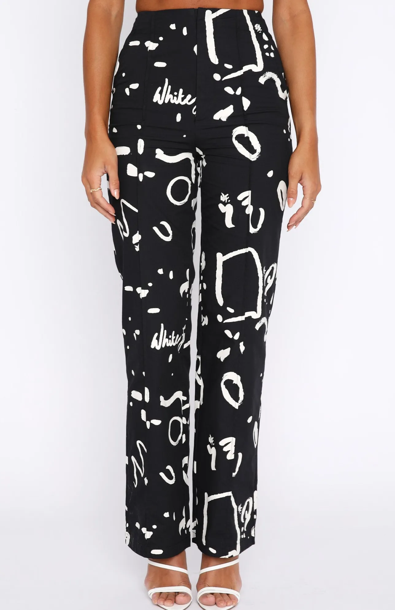 White Fox Boutique If Only You Knew Pants Scribble black Fashion