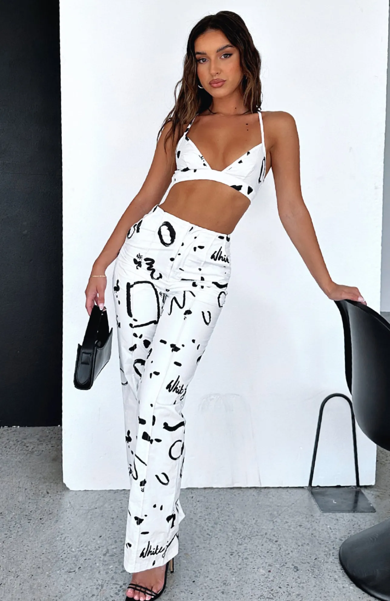 White Fox Boutique If Only You Knew Pants Scribble white New