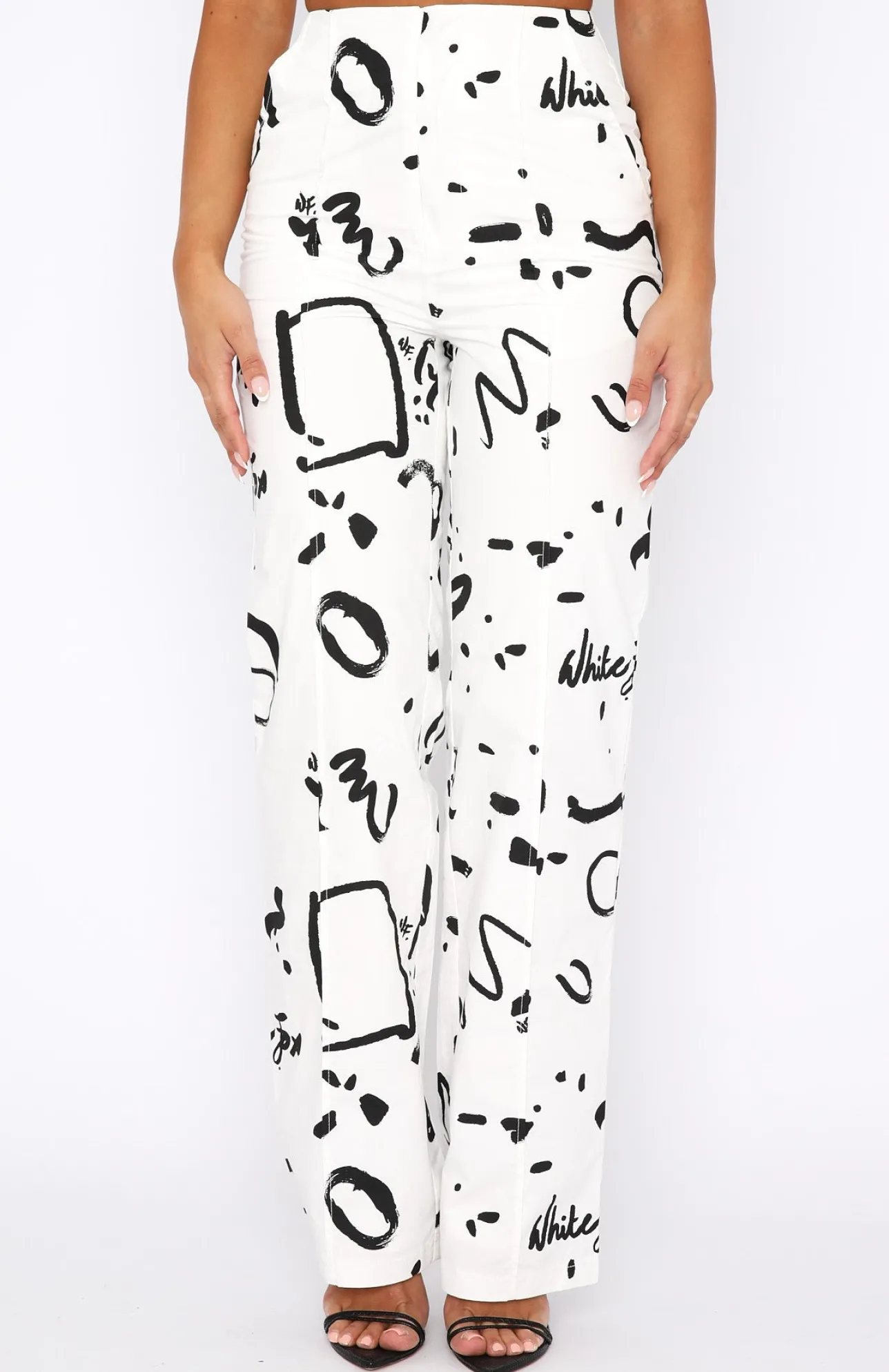White Fox Boutique If Only You Knew Pants Scribble white New