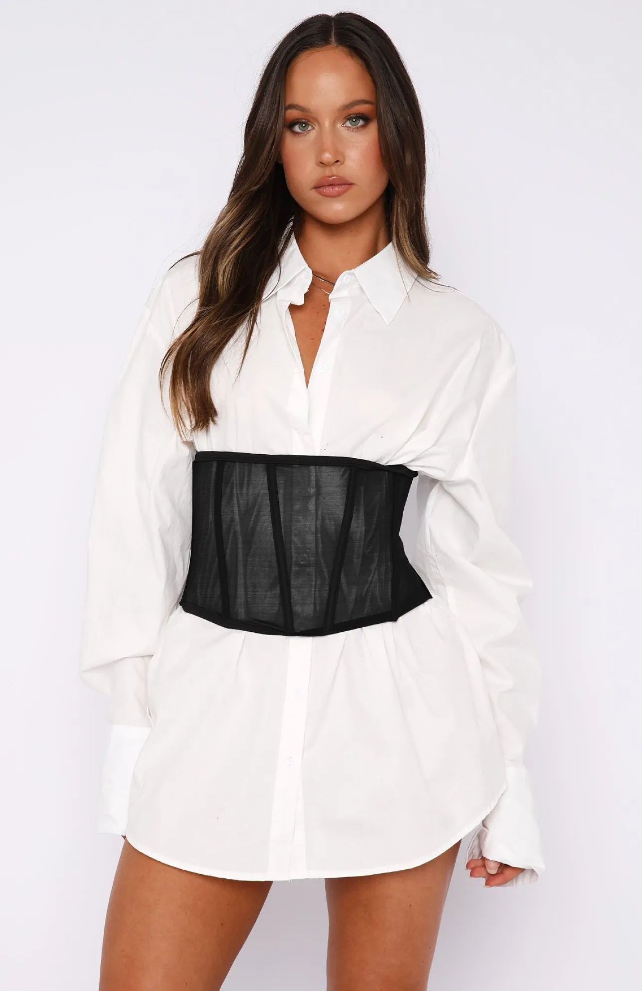 White Fox Boutique I'm The One Mesh Corset black New
