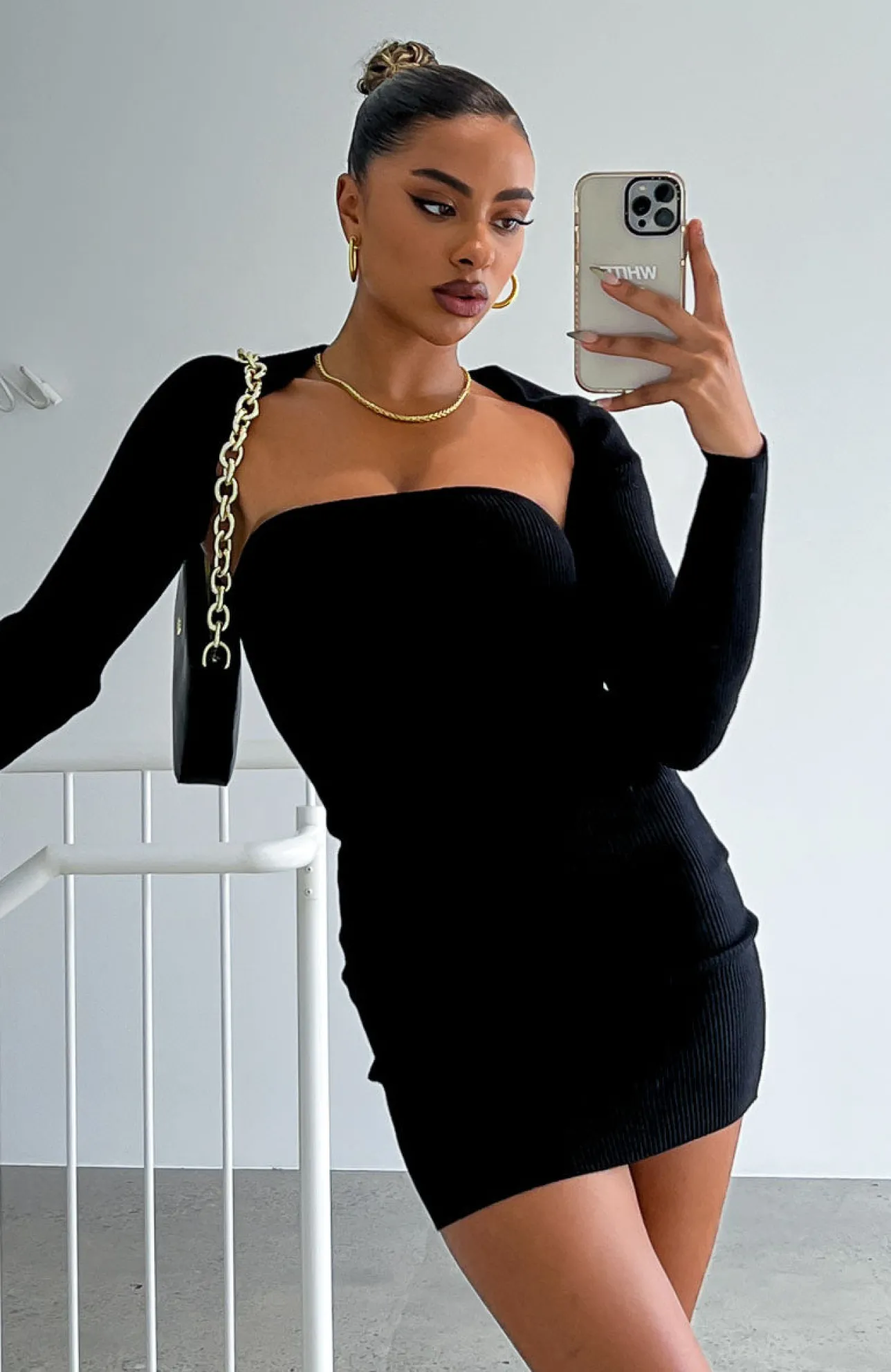 White Fox Boutique In Full Bloom Long Sleeve Mini Dress black Flash Sale