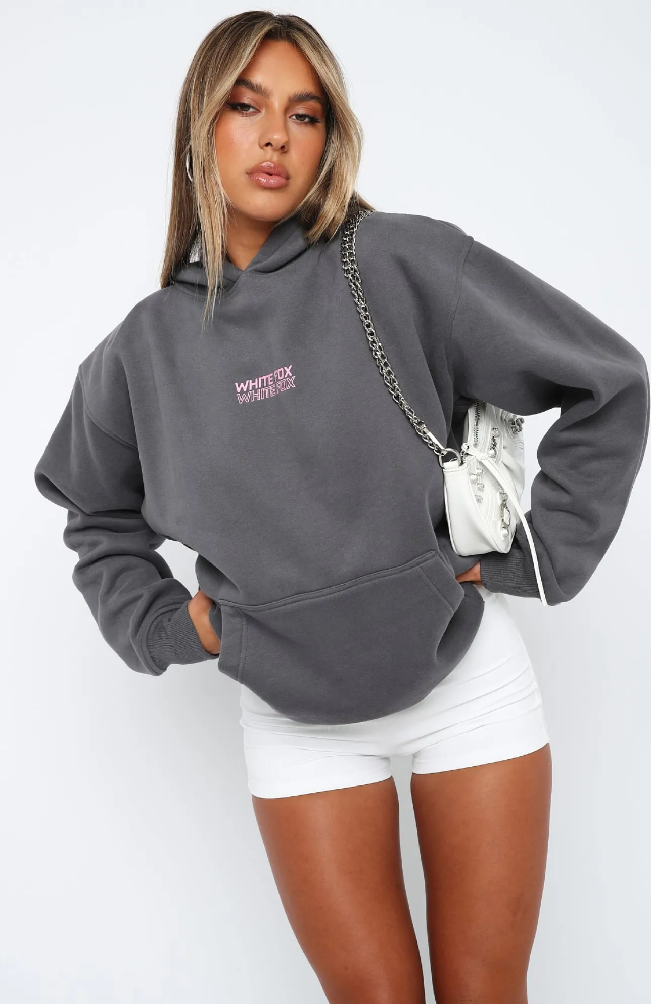 White Fox Boutique In Transit Oversized Hoodie Volcanic grey Hot