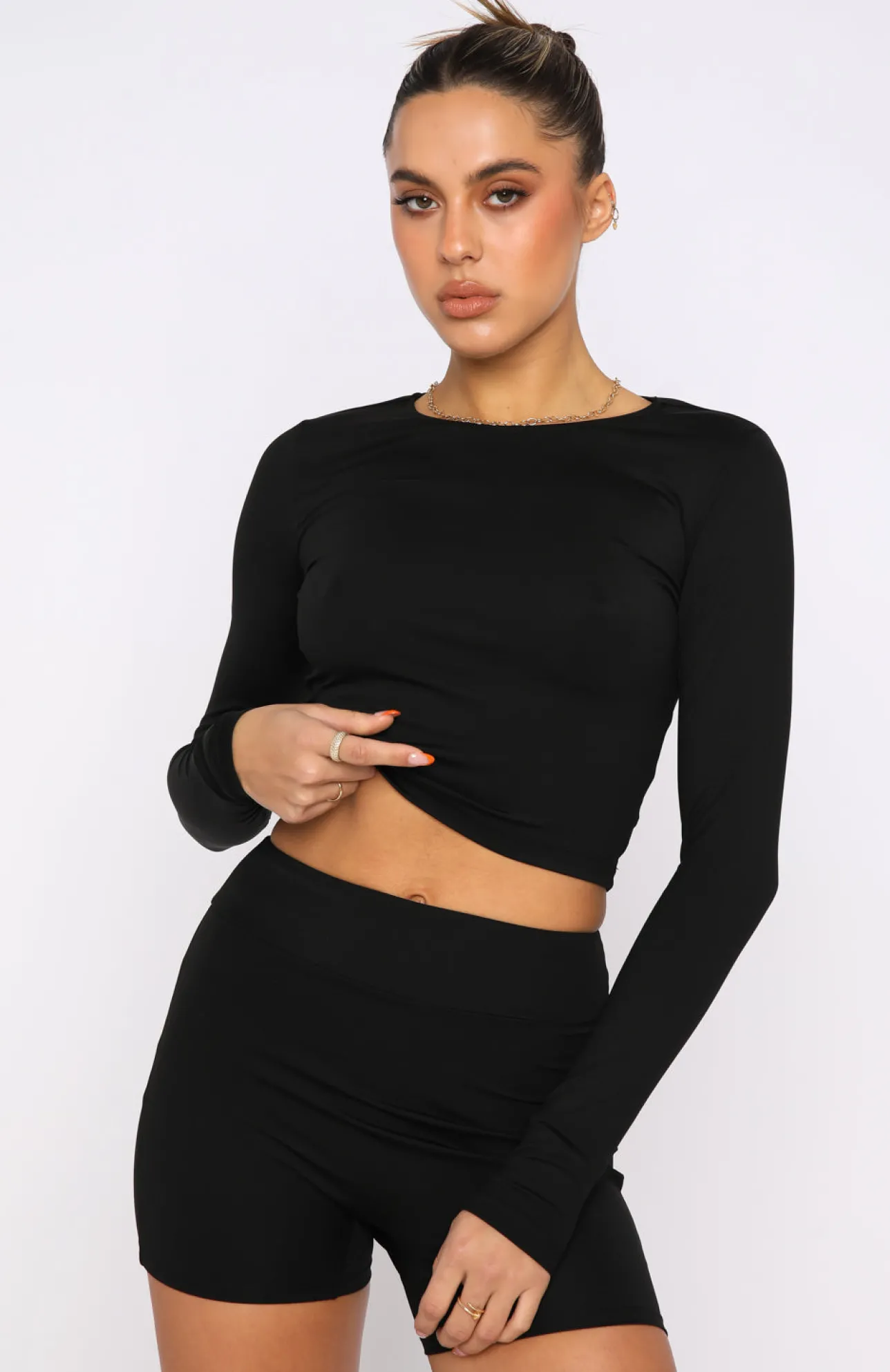 White Fox Boutique It Takes Two Long Sleeve Crop black Cheap