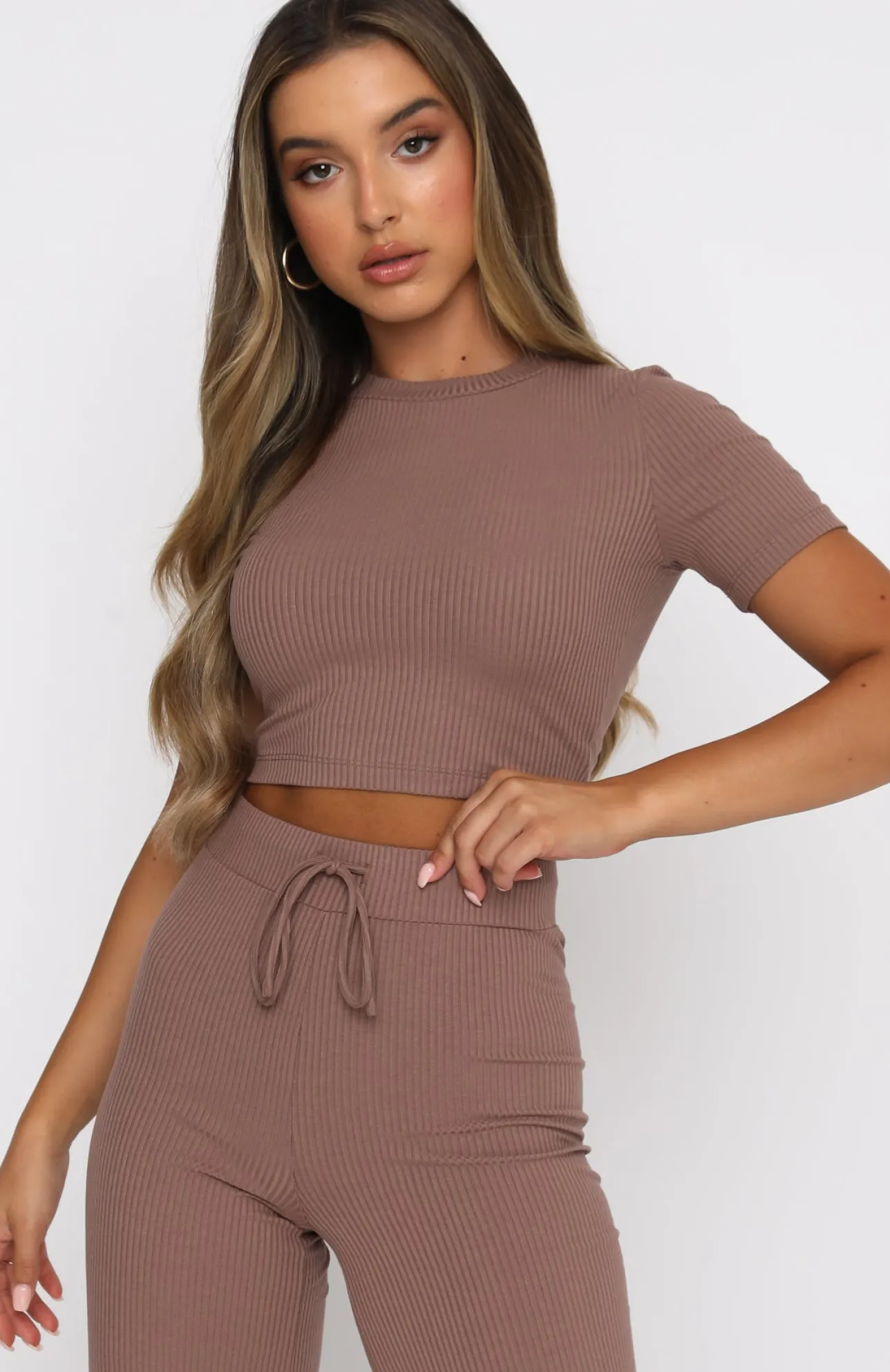 White Fox Boutique It's Meant To Be Crop Chocolate brown Clearance